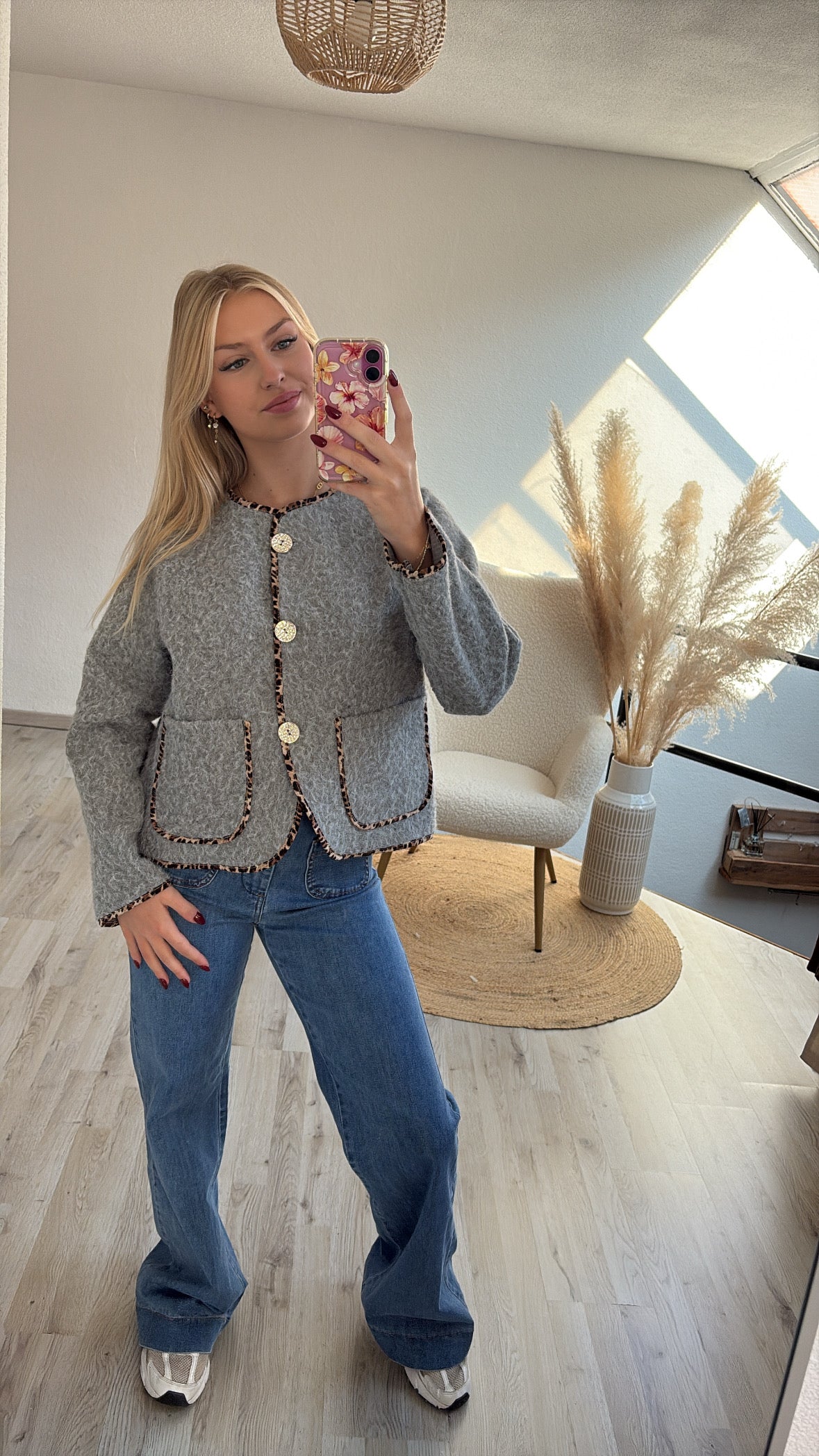 Teddy jacket grijs