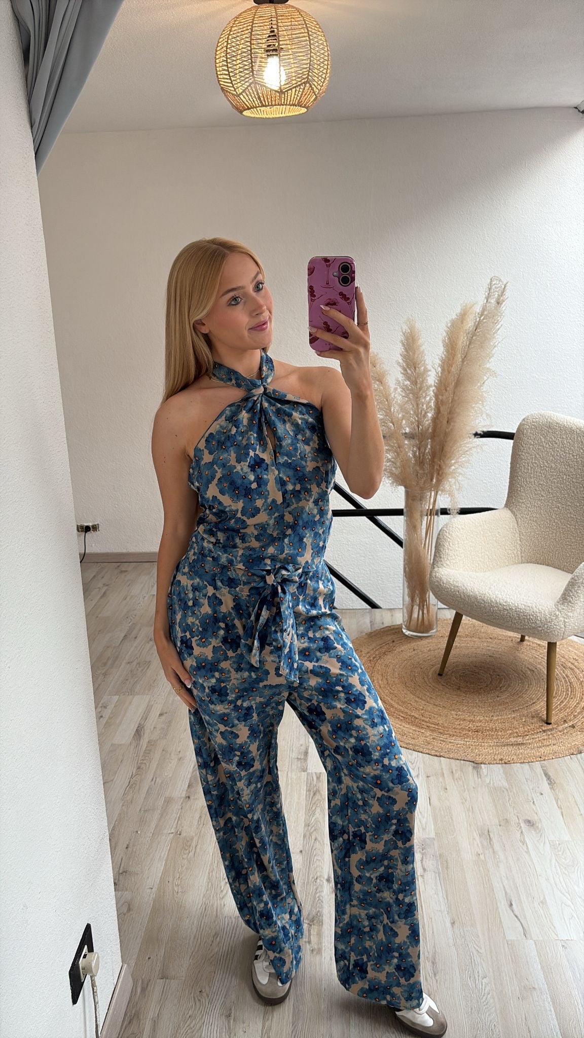 Gebloemde set blauw