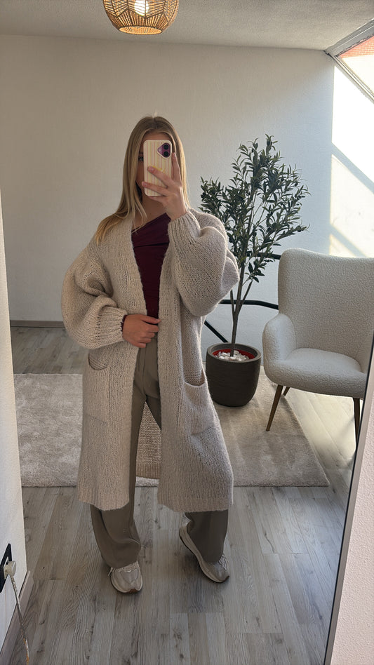 BEIGE LANGE CARDIGAN