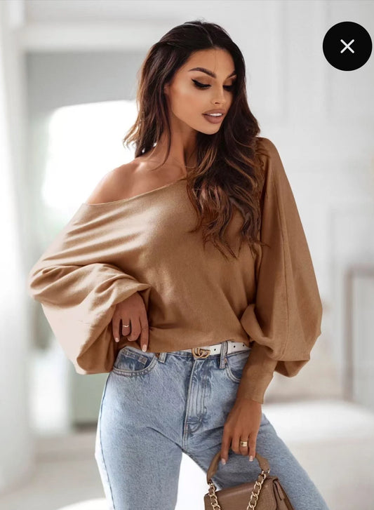 Off shoulder trui
