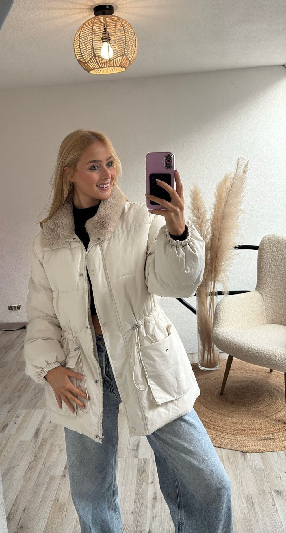 Winterjas crème