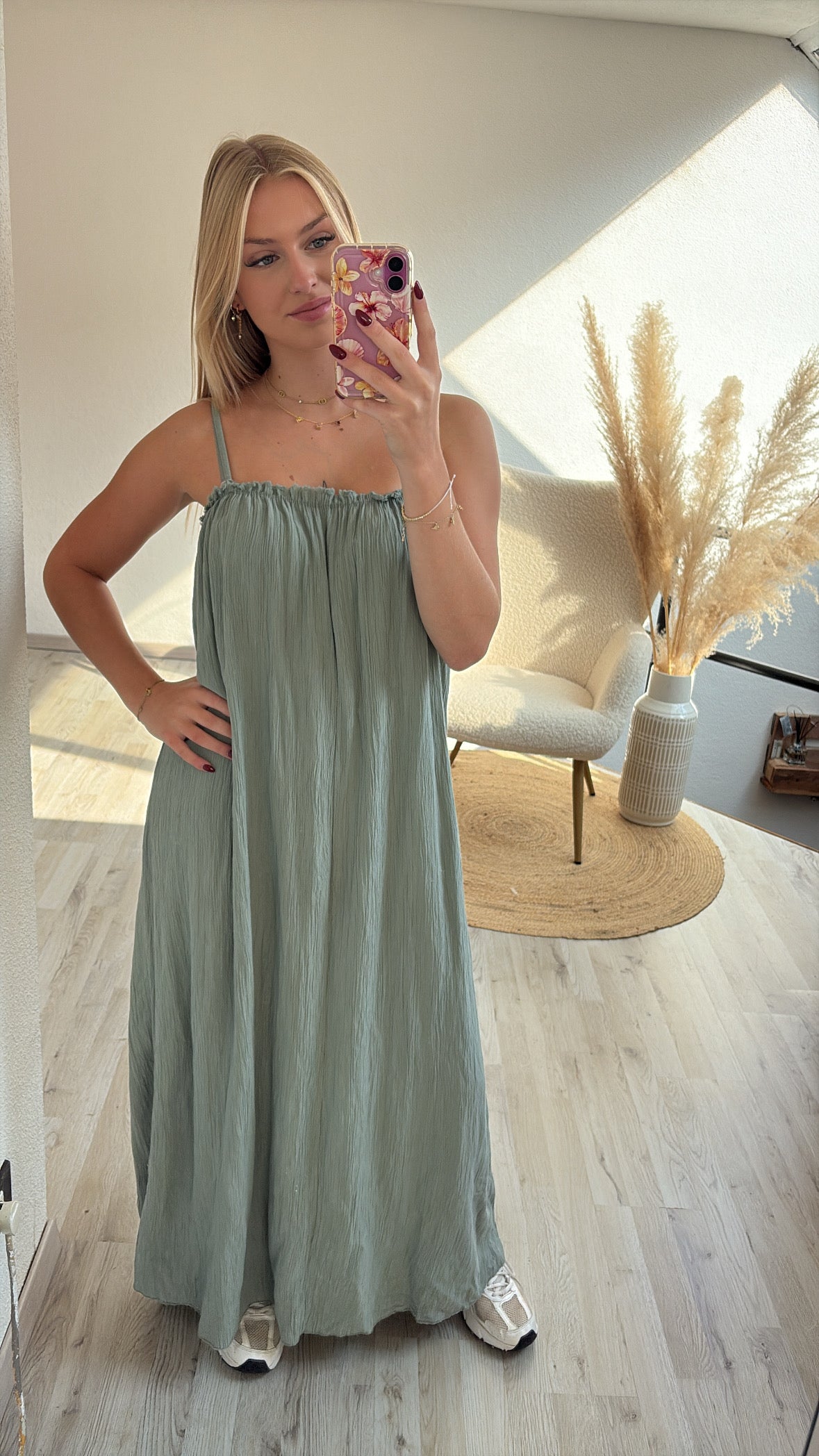 Groene maxijurk