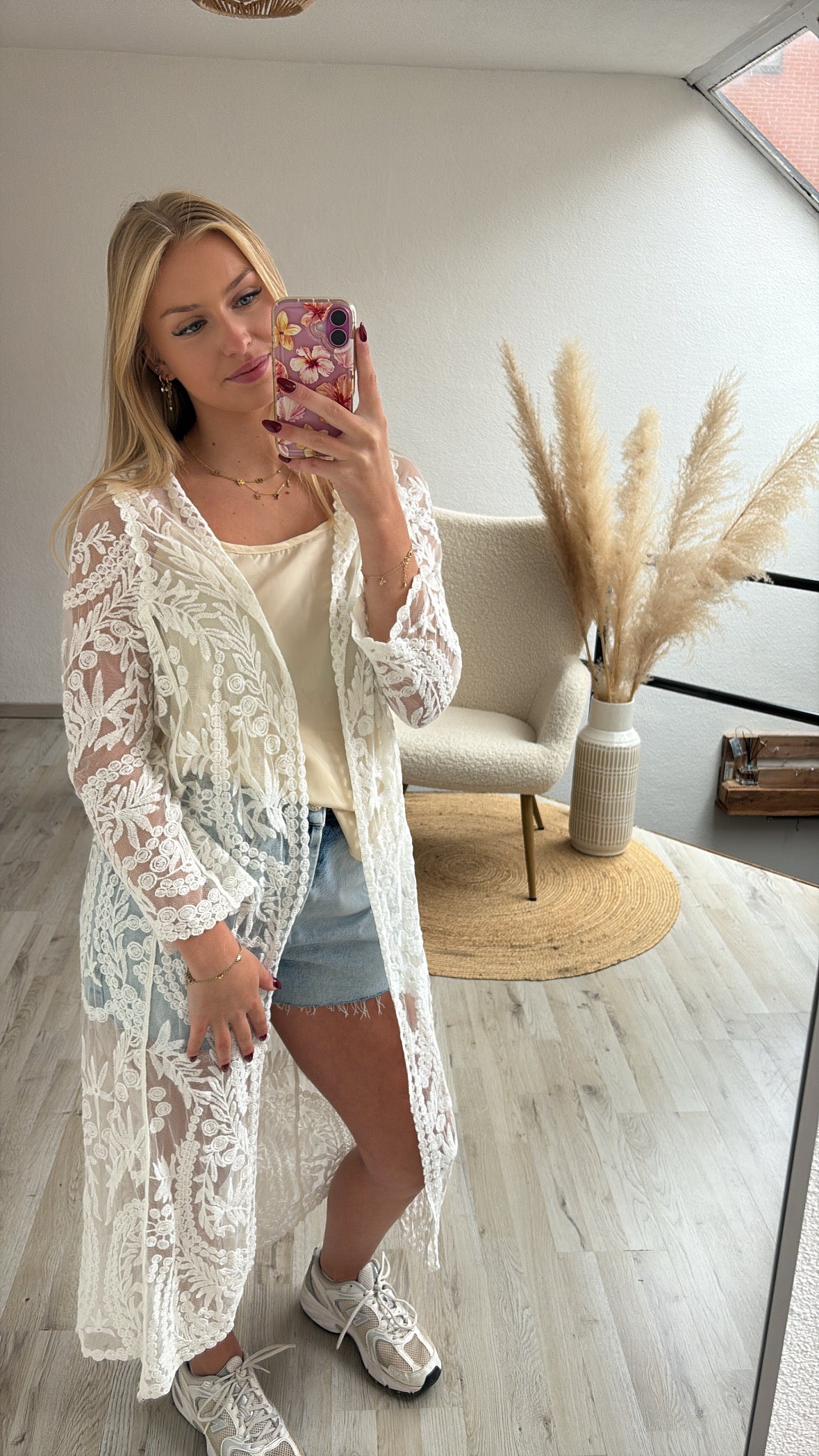 Kanten kimono wit