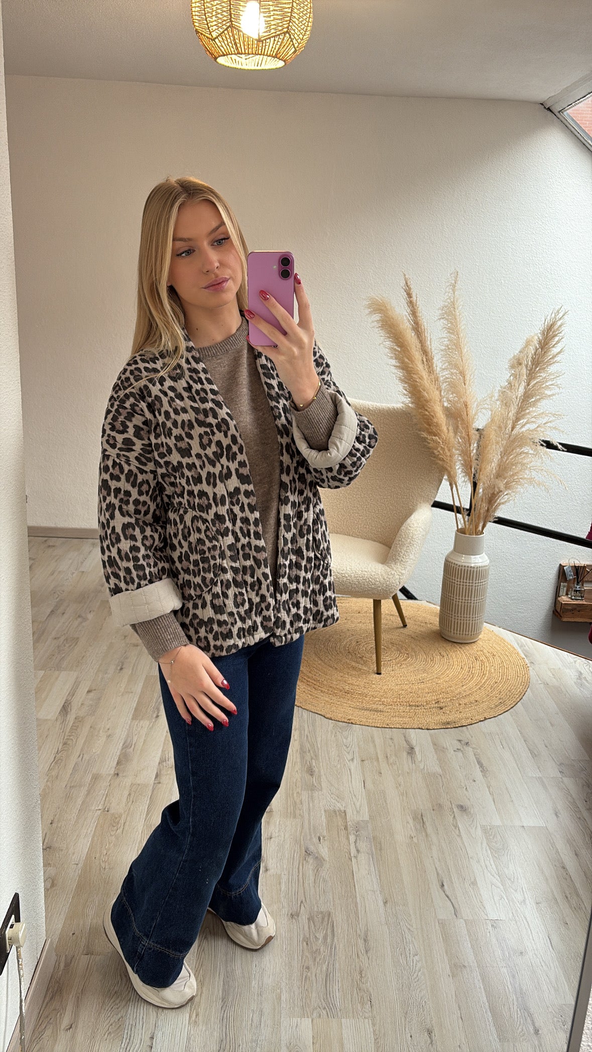 Leopard vest beige