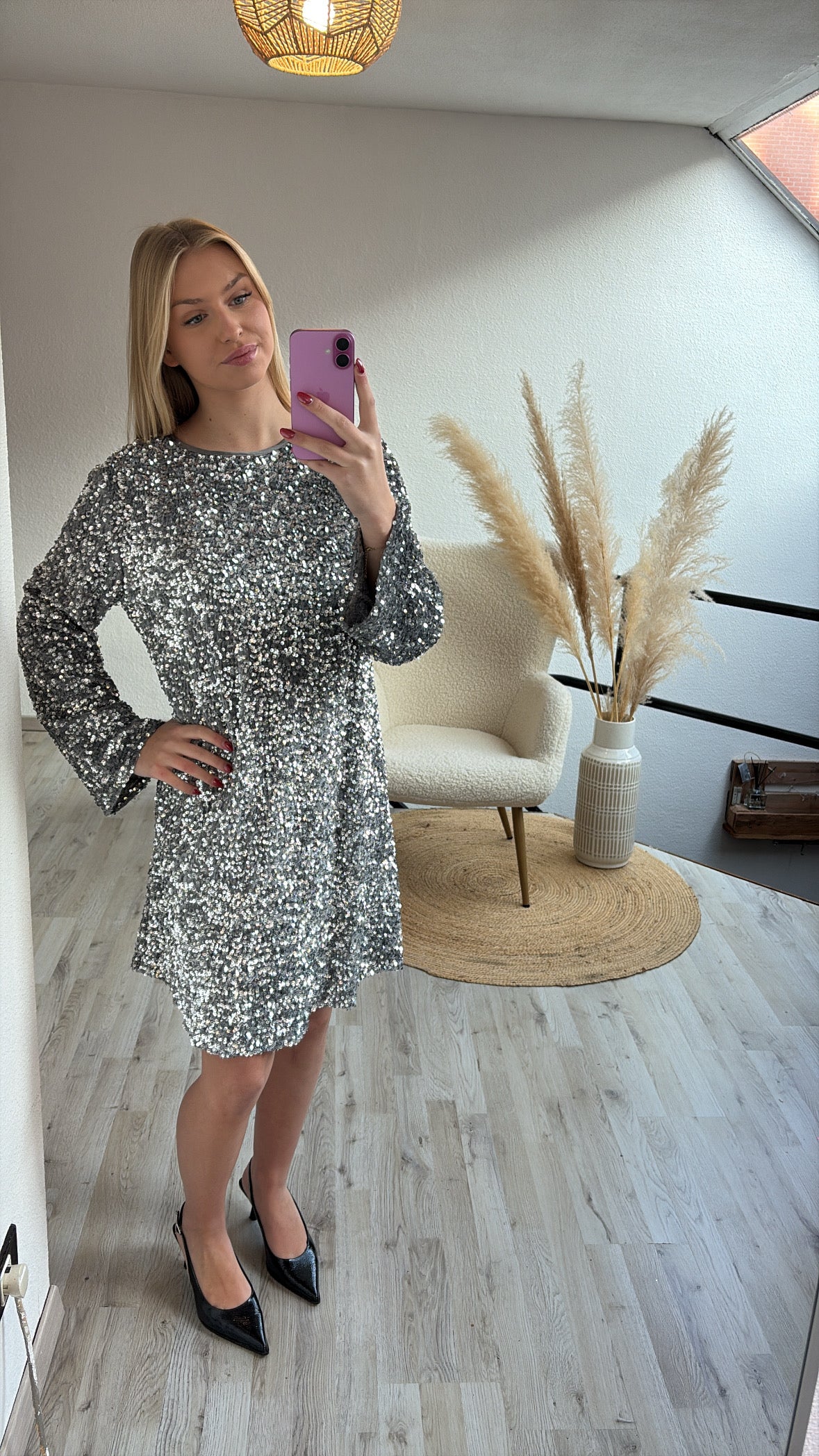 Glitterjurk zilver