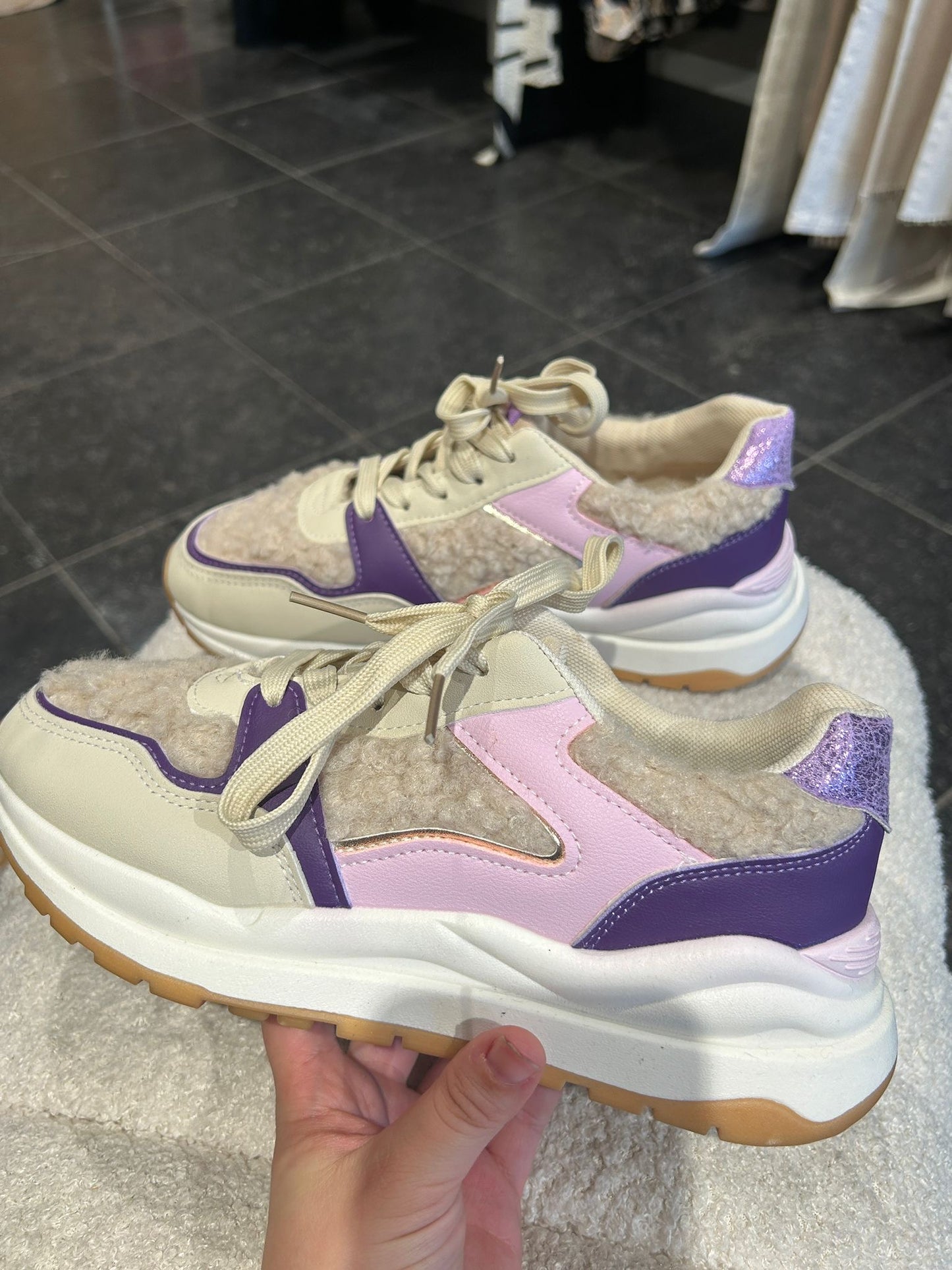 Teddy sneakers beige/lila