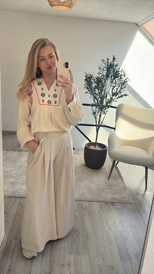 BEIGE BLOUSE EMBROIDED