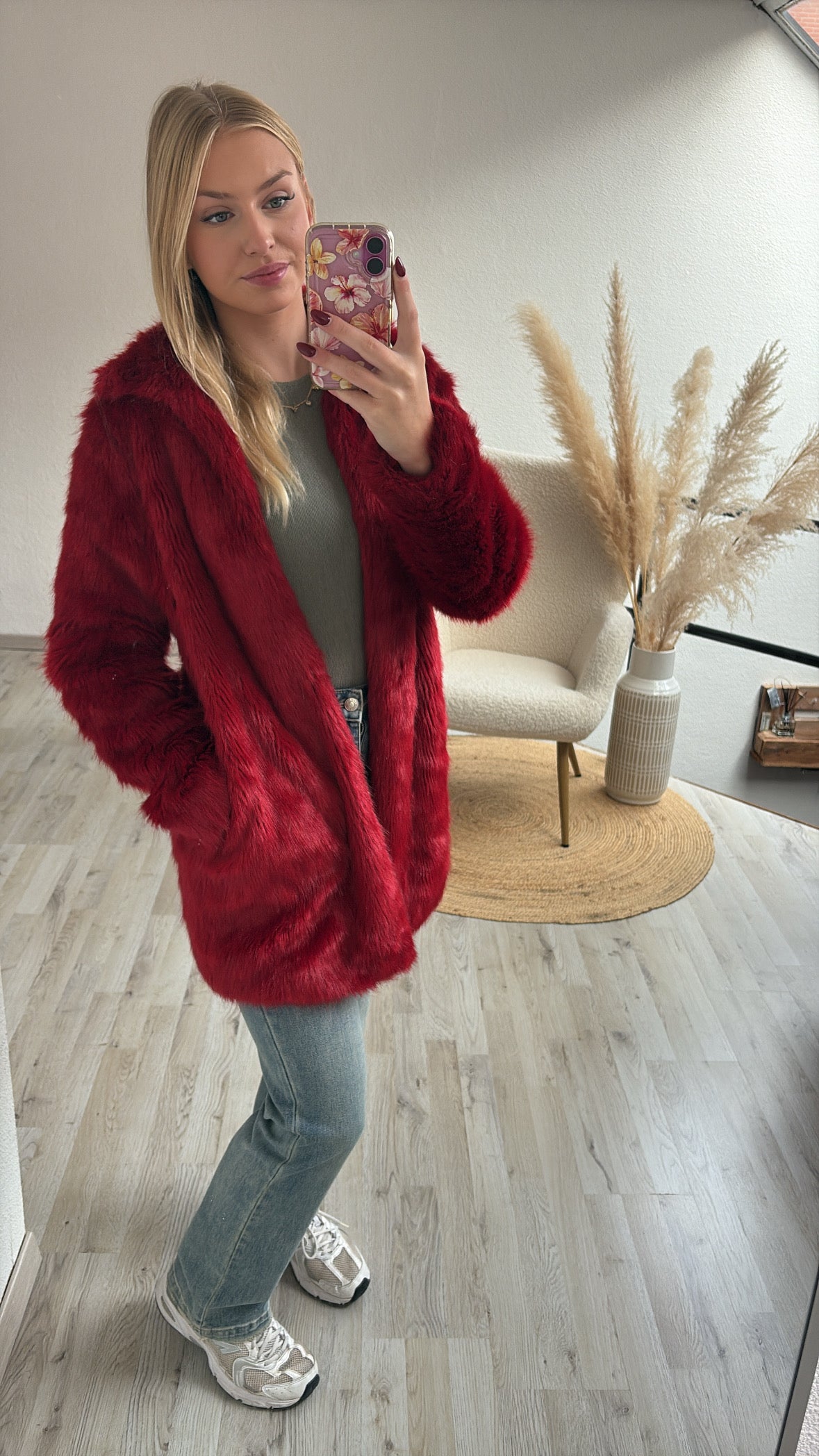 Fluffy jas rood