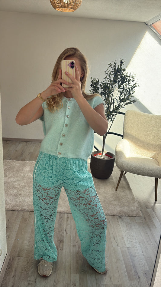 TURKOOIS KANTEN BROEK