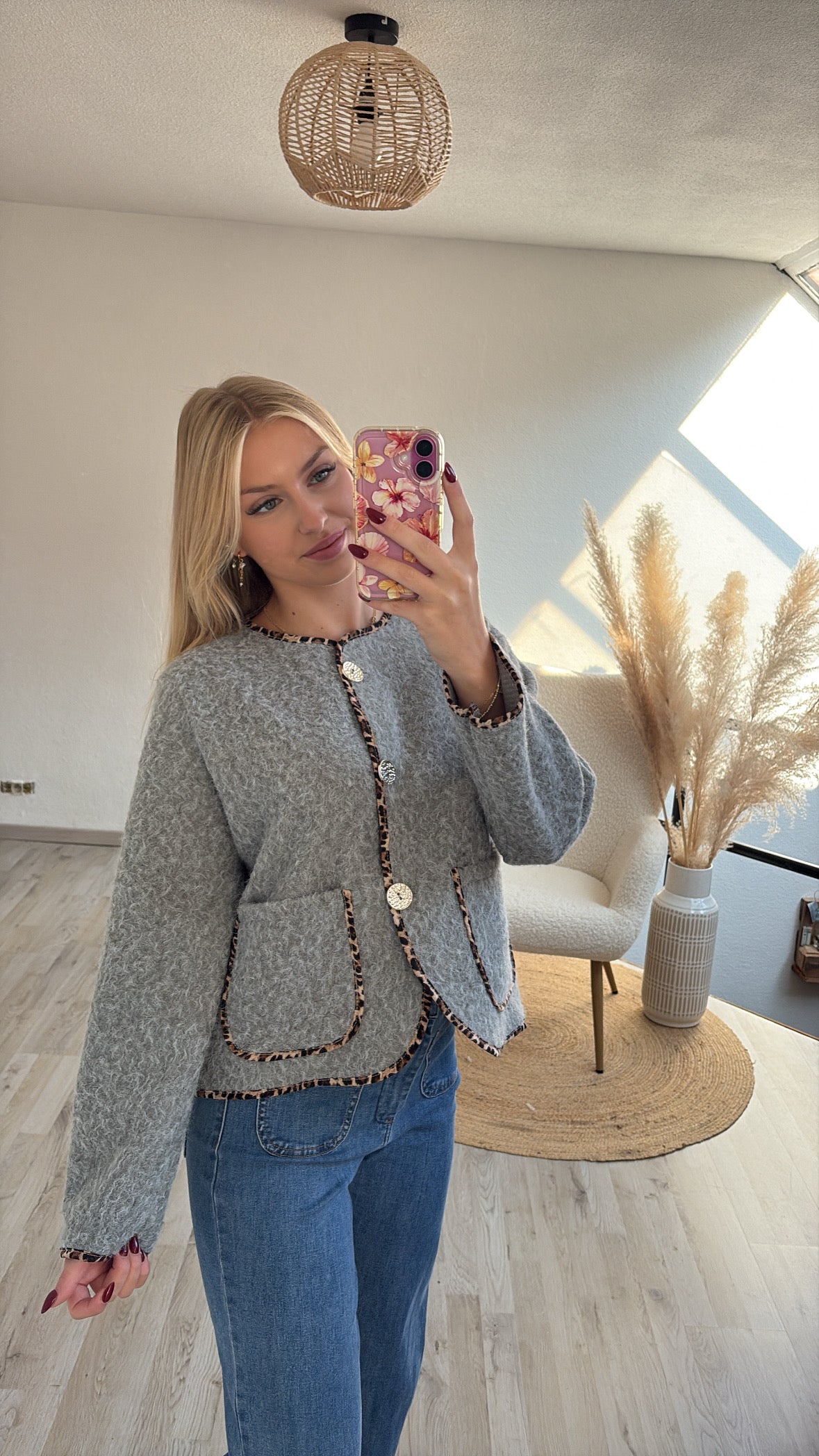 Teddy jacket grijs