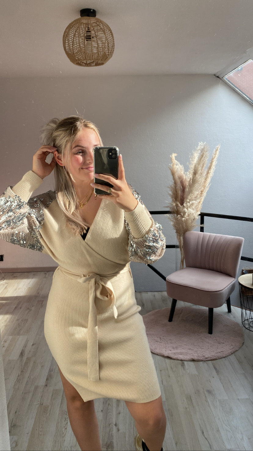 Beige jurk glitter