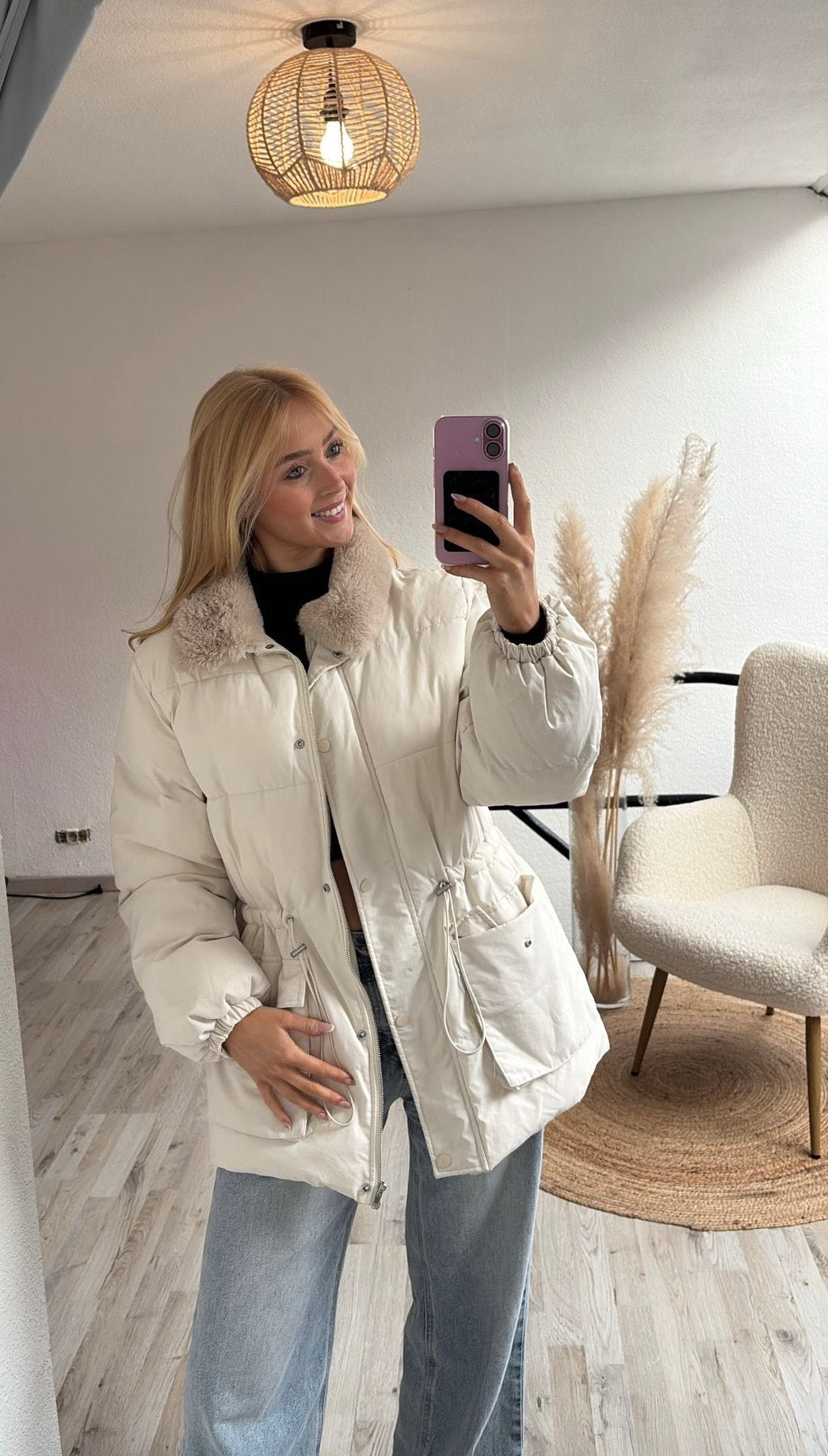 Winterjas crème