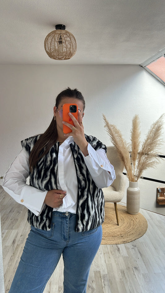 Zebra gilet fluffy