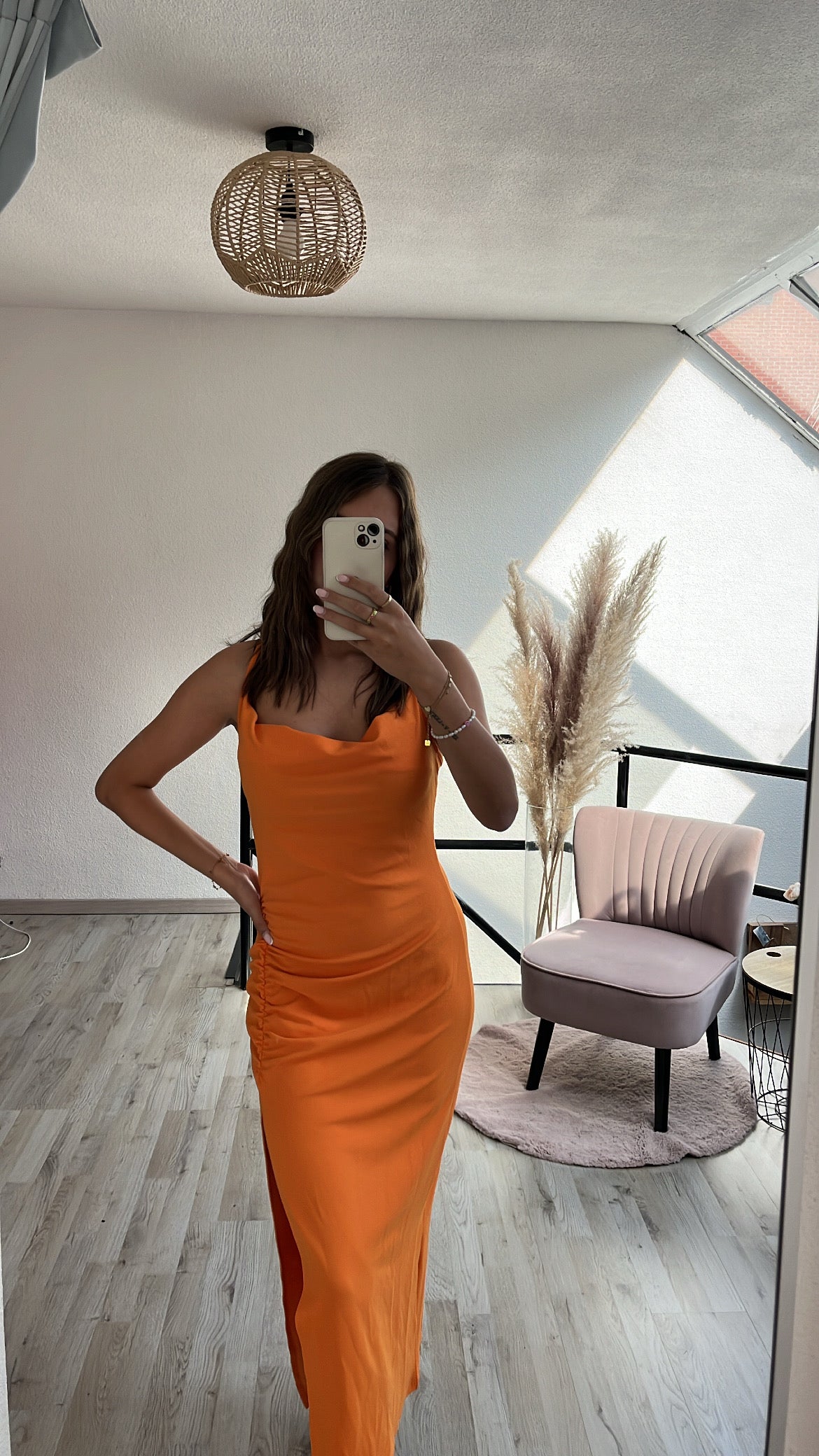 Oranje maxijurk