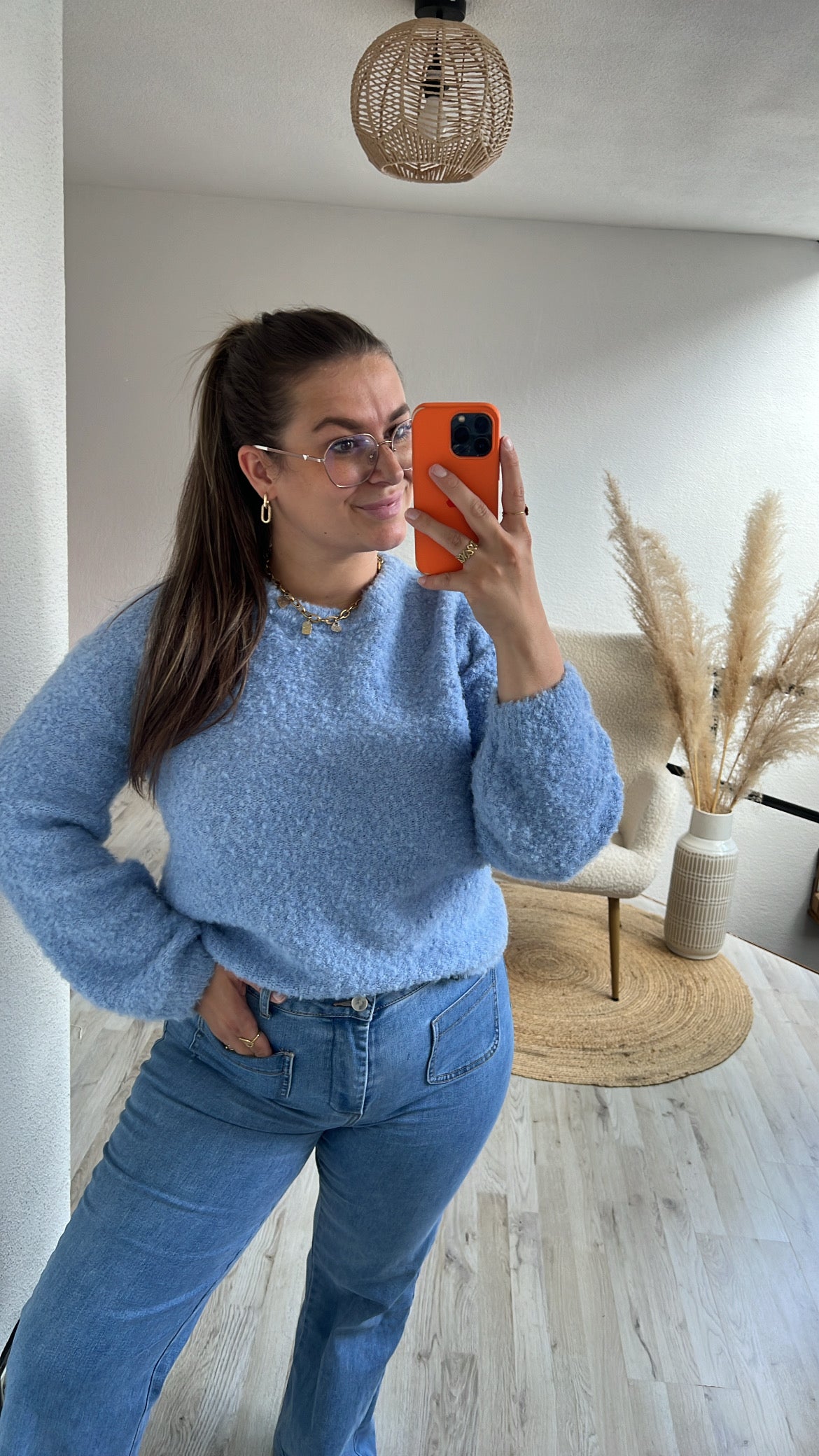 Teddy sweater blauw