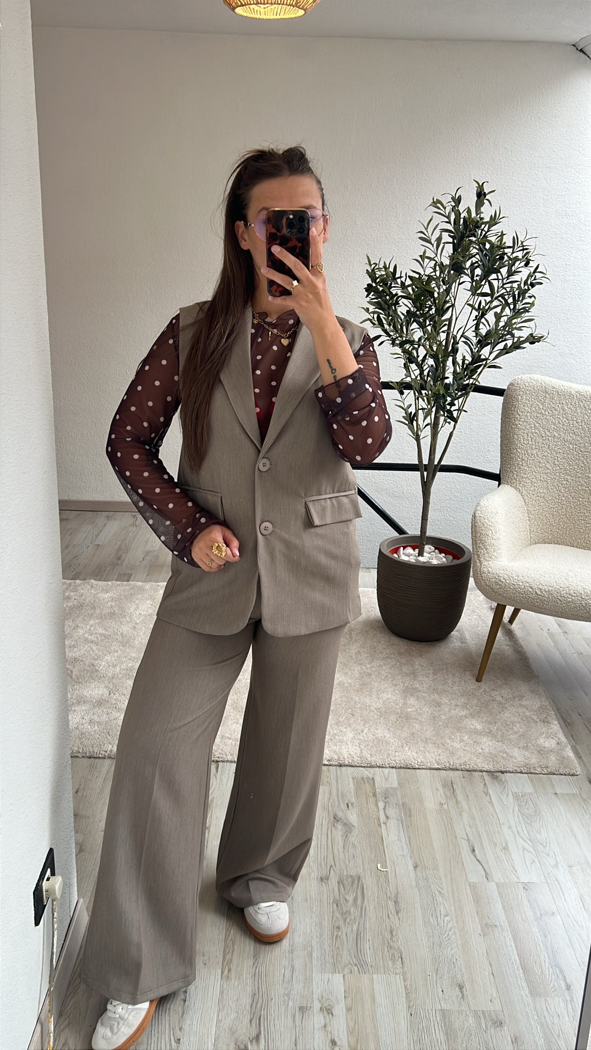 MESH TOP POLKA BRUIN