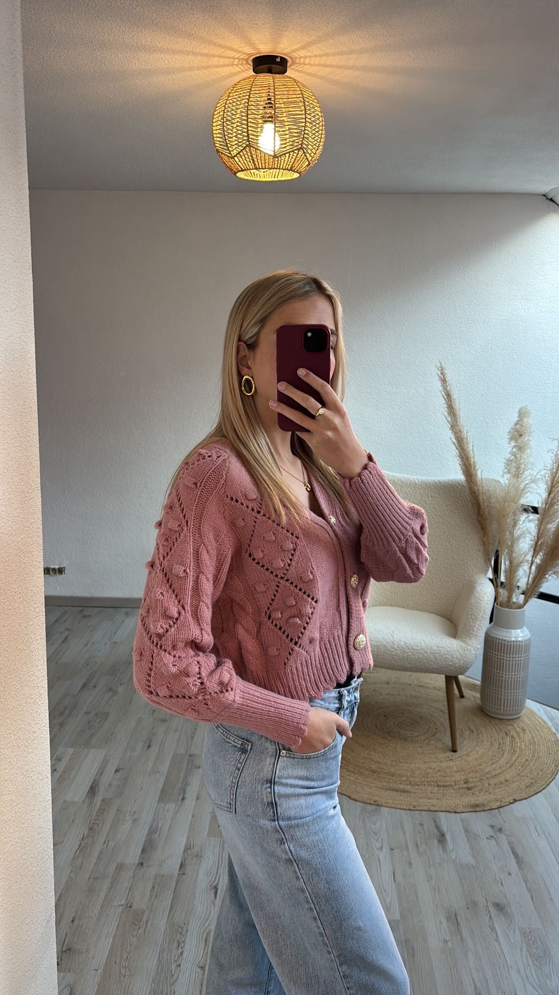 Oud-roze cardigan