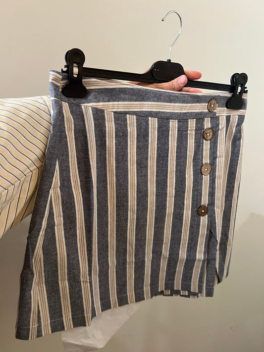 LINNEN SKORT BLAUW