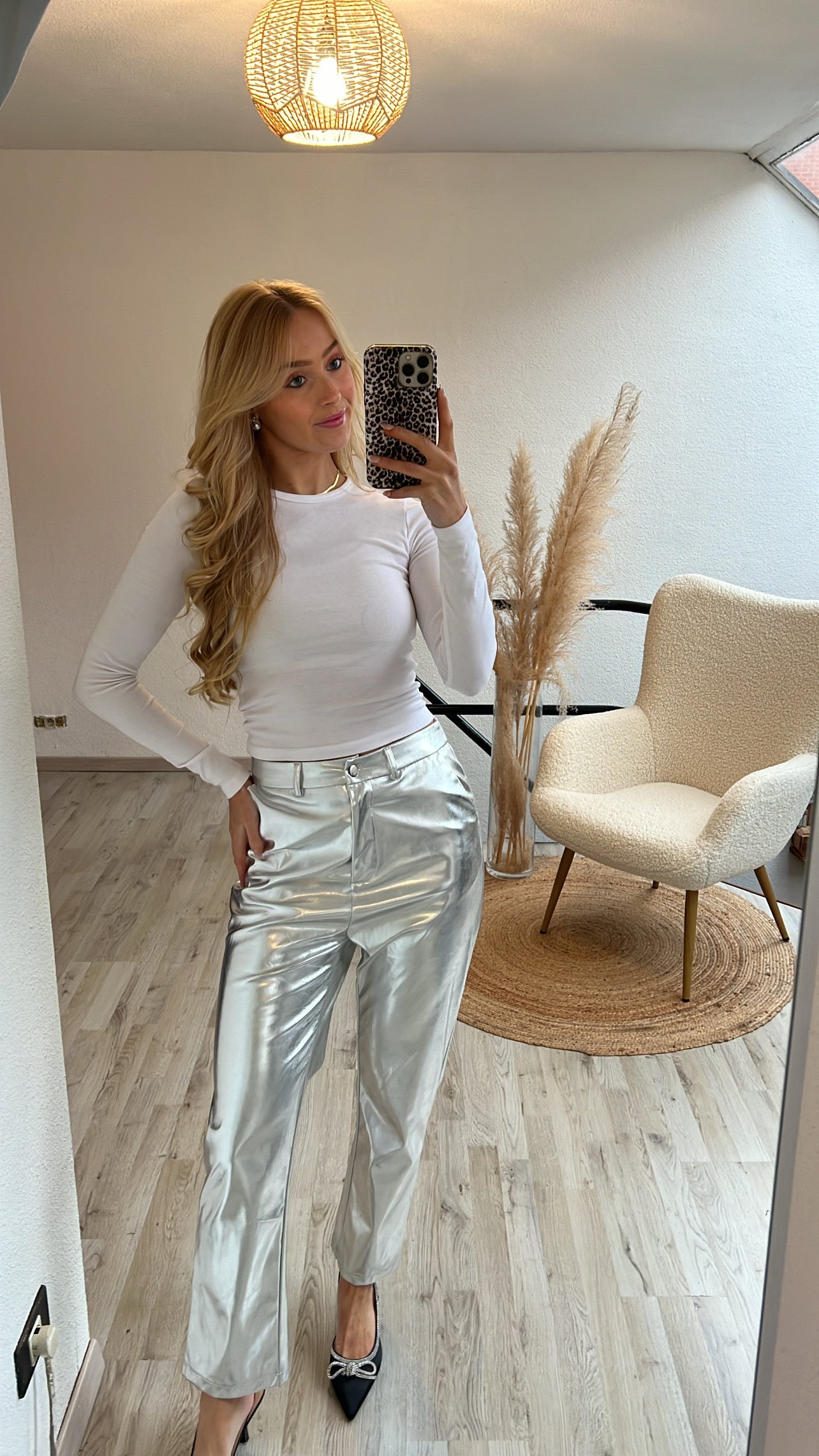 Metallic broek zilver