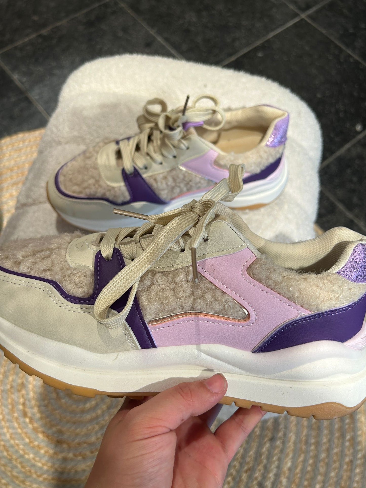 Teddy sneakers beige/lila