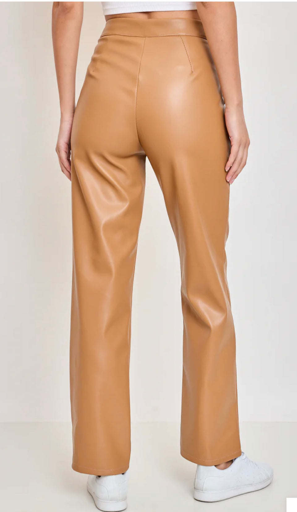 Pantalon lederlook camel
