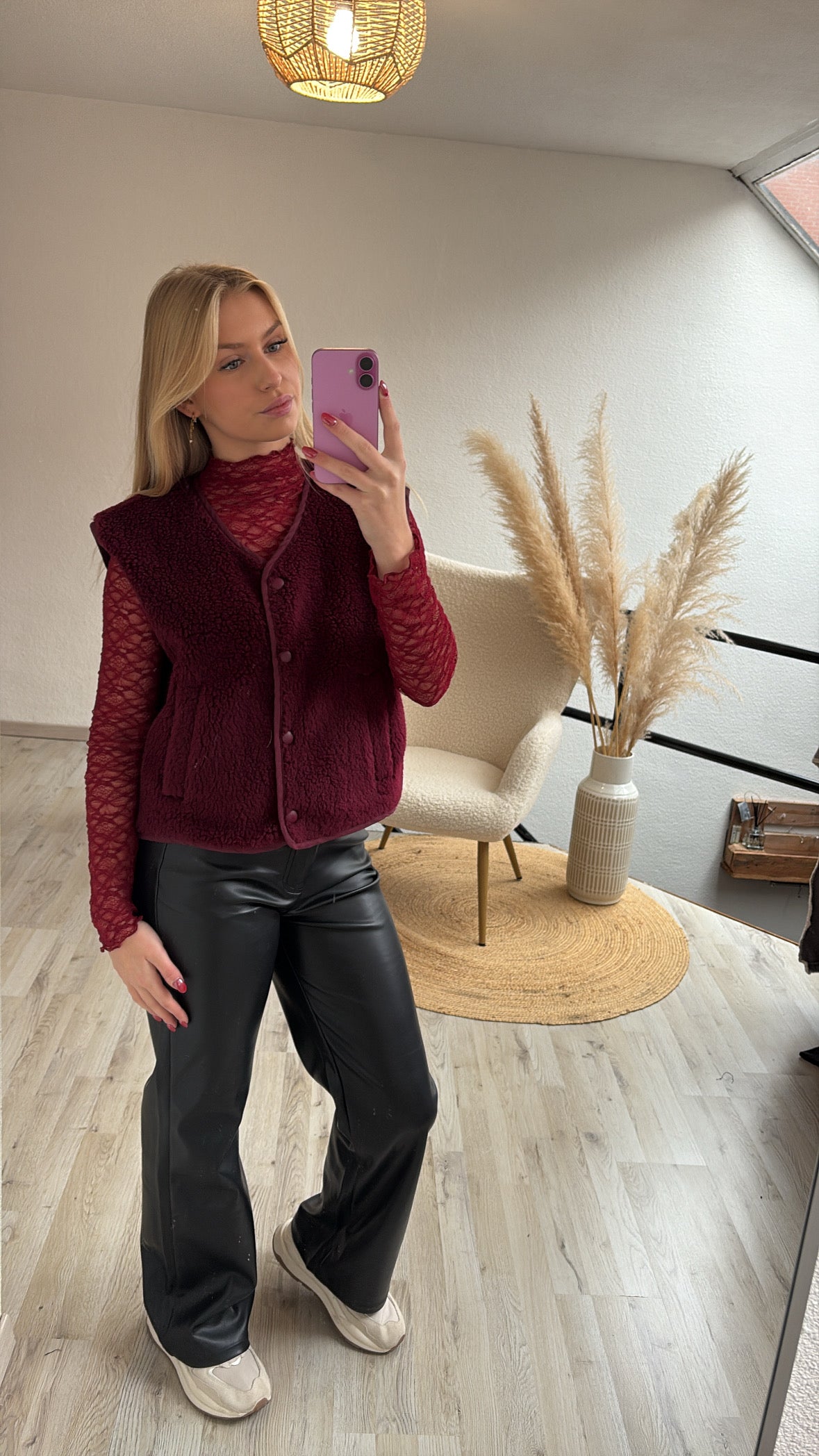 Burgundy kanten top