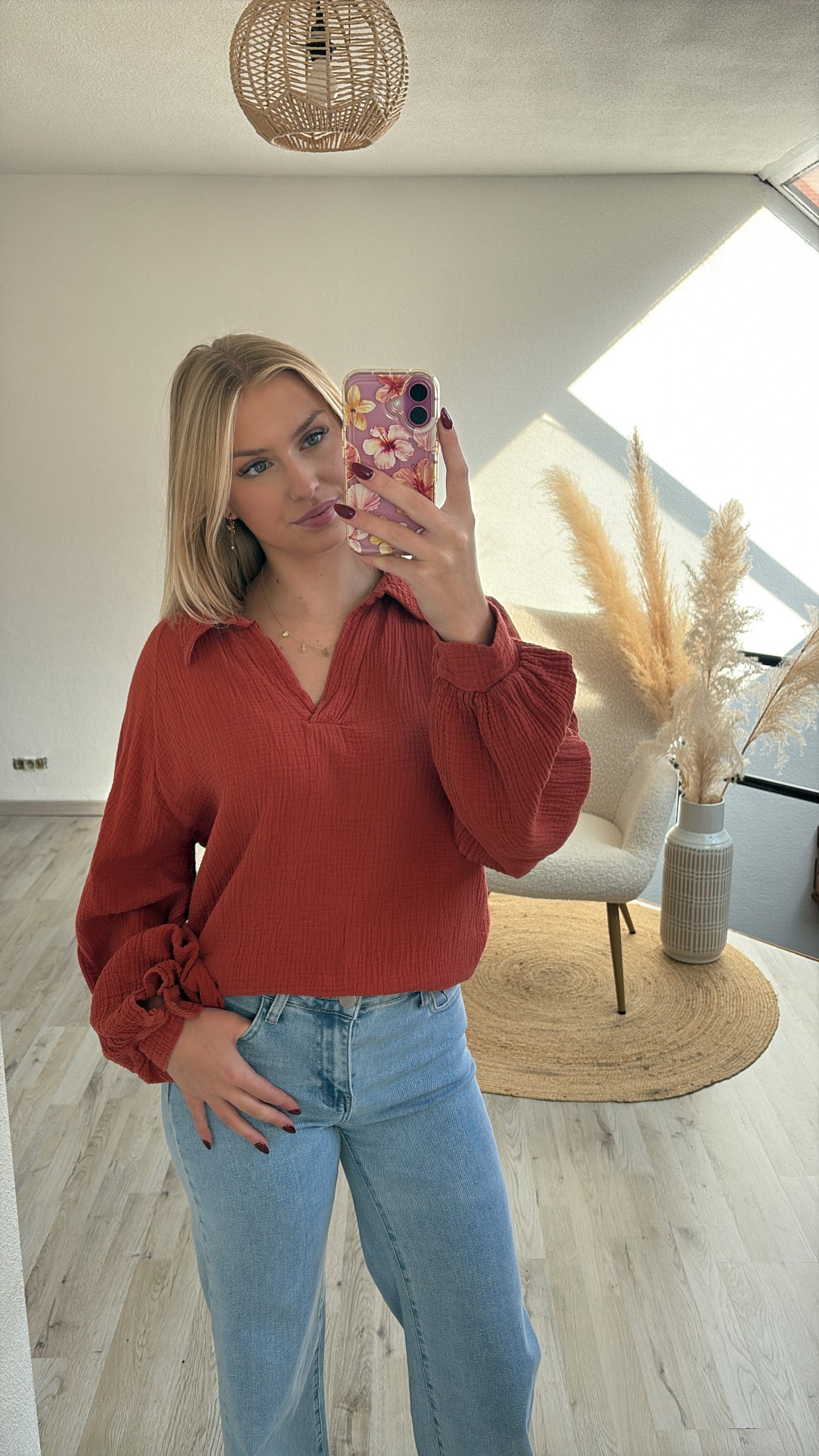 Tetrablouse roestkleur