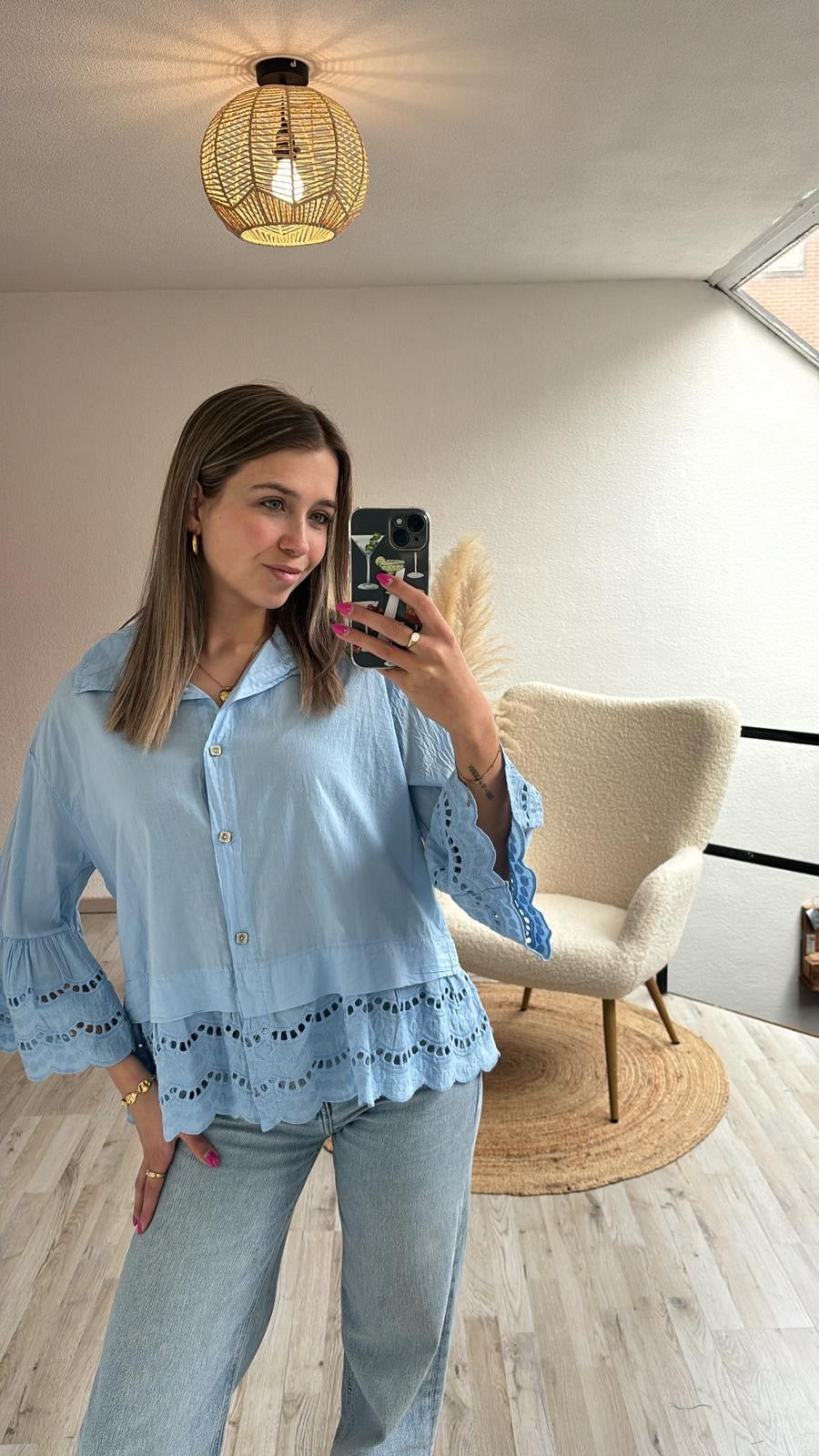 Blauwe blouse