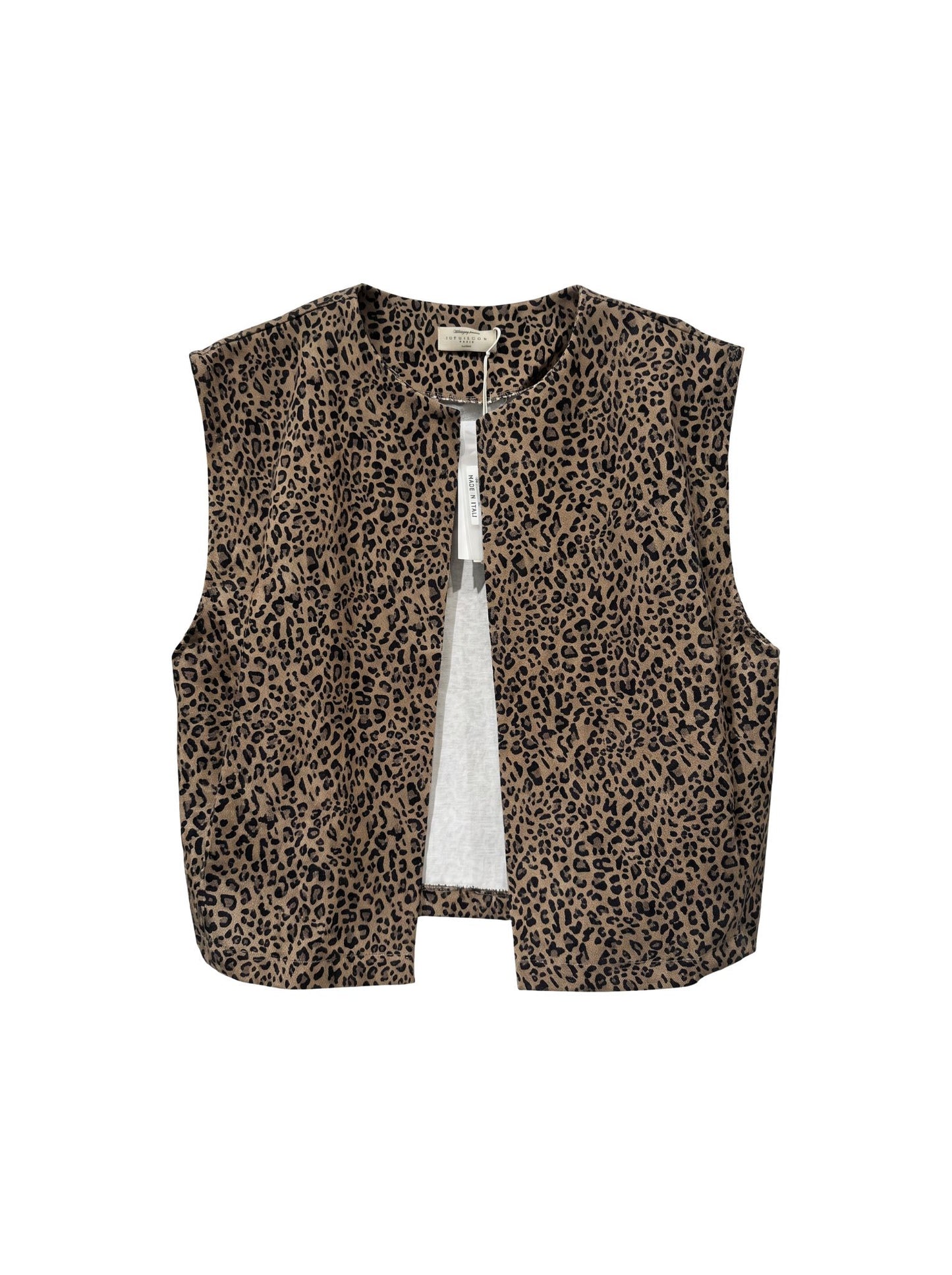 LEOPARD GILET CAMEL