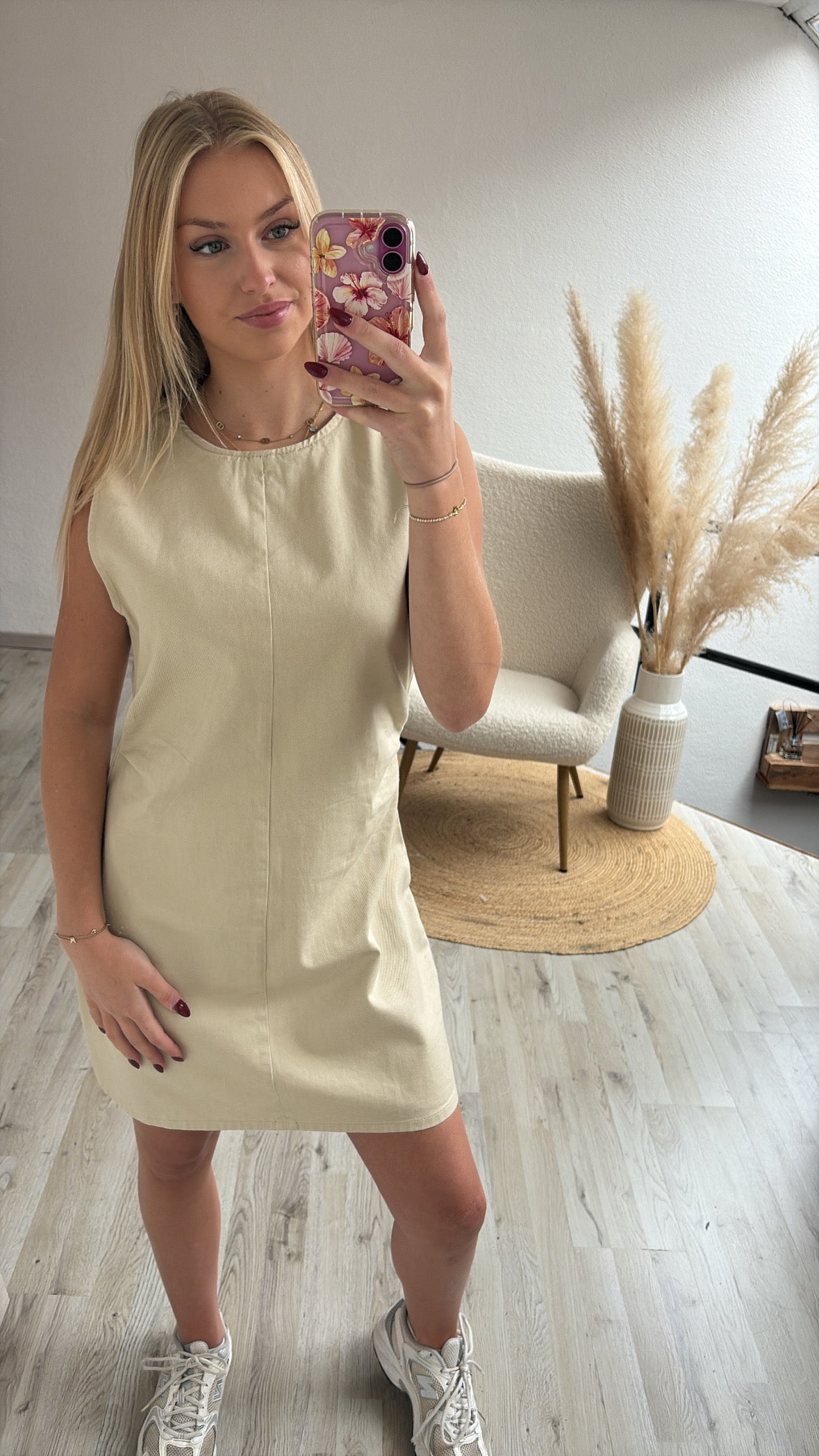 Beige jeansjurk