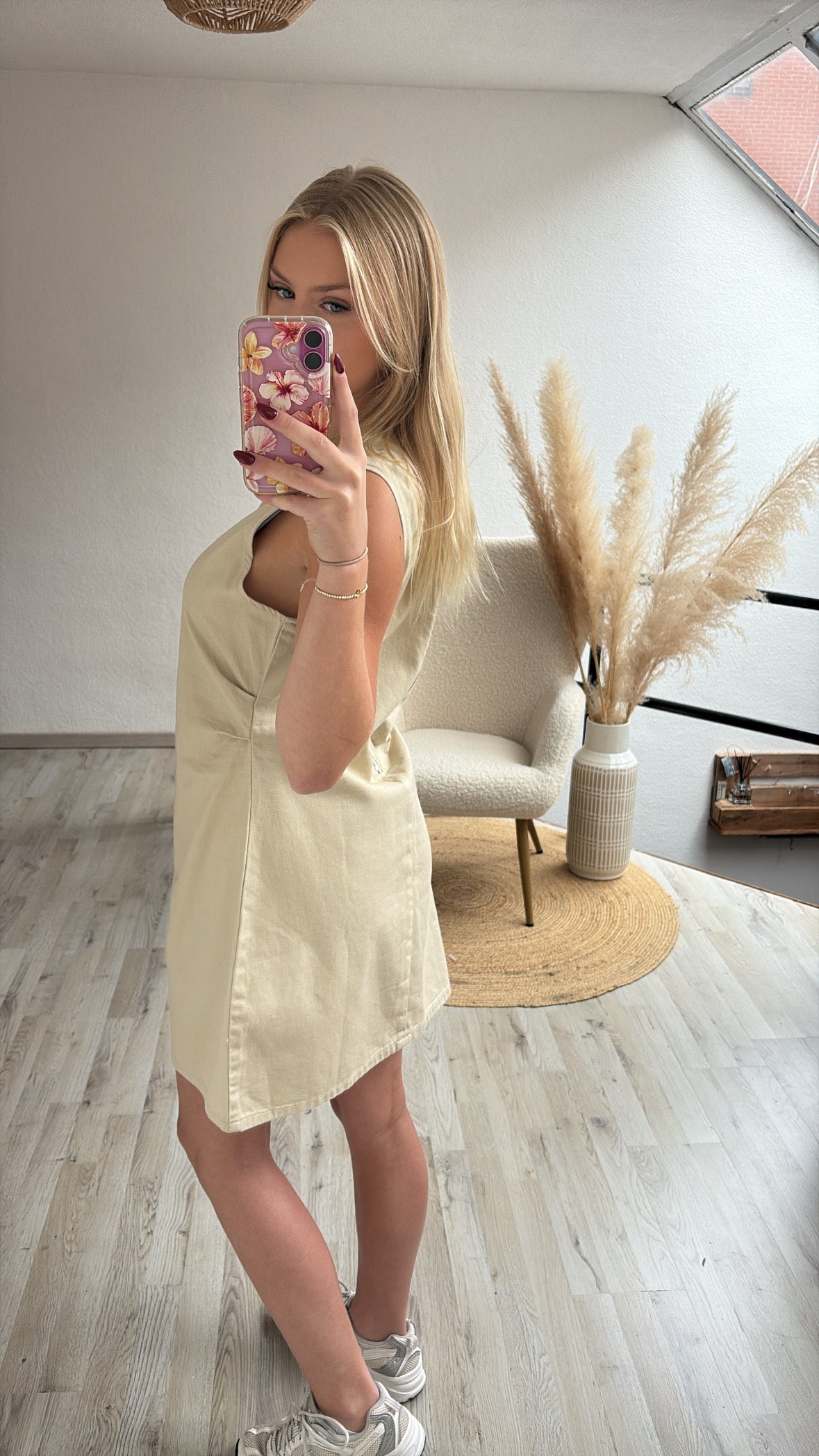 Beige jeansjurk