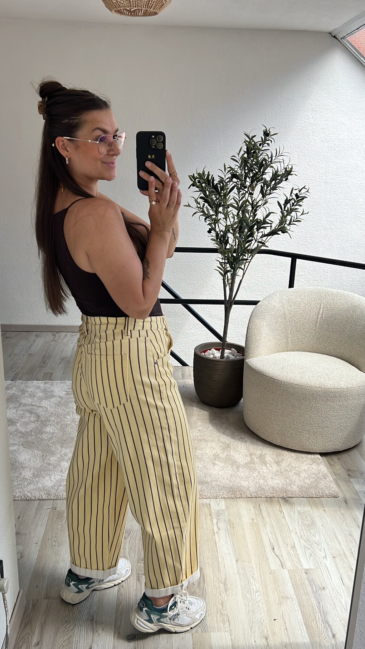 BALLOON JEANS STRIPED