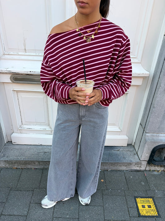 OFF SHOULDER SWEAT BURGUNDY