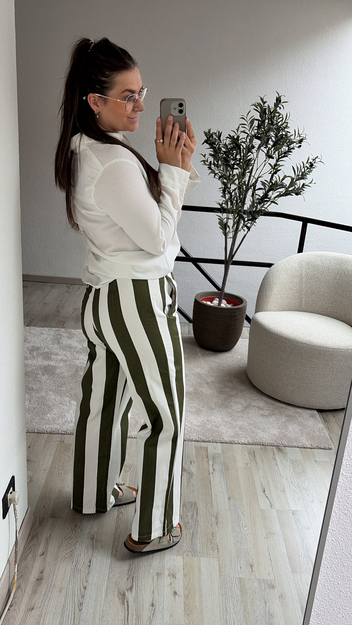 STRIPED JEANS KHAKI