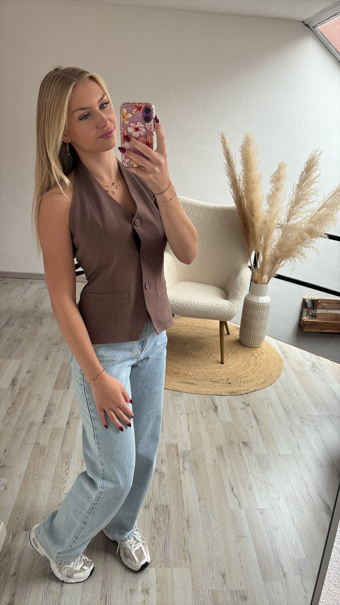 Gilet top bruin