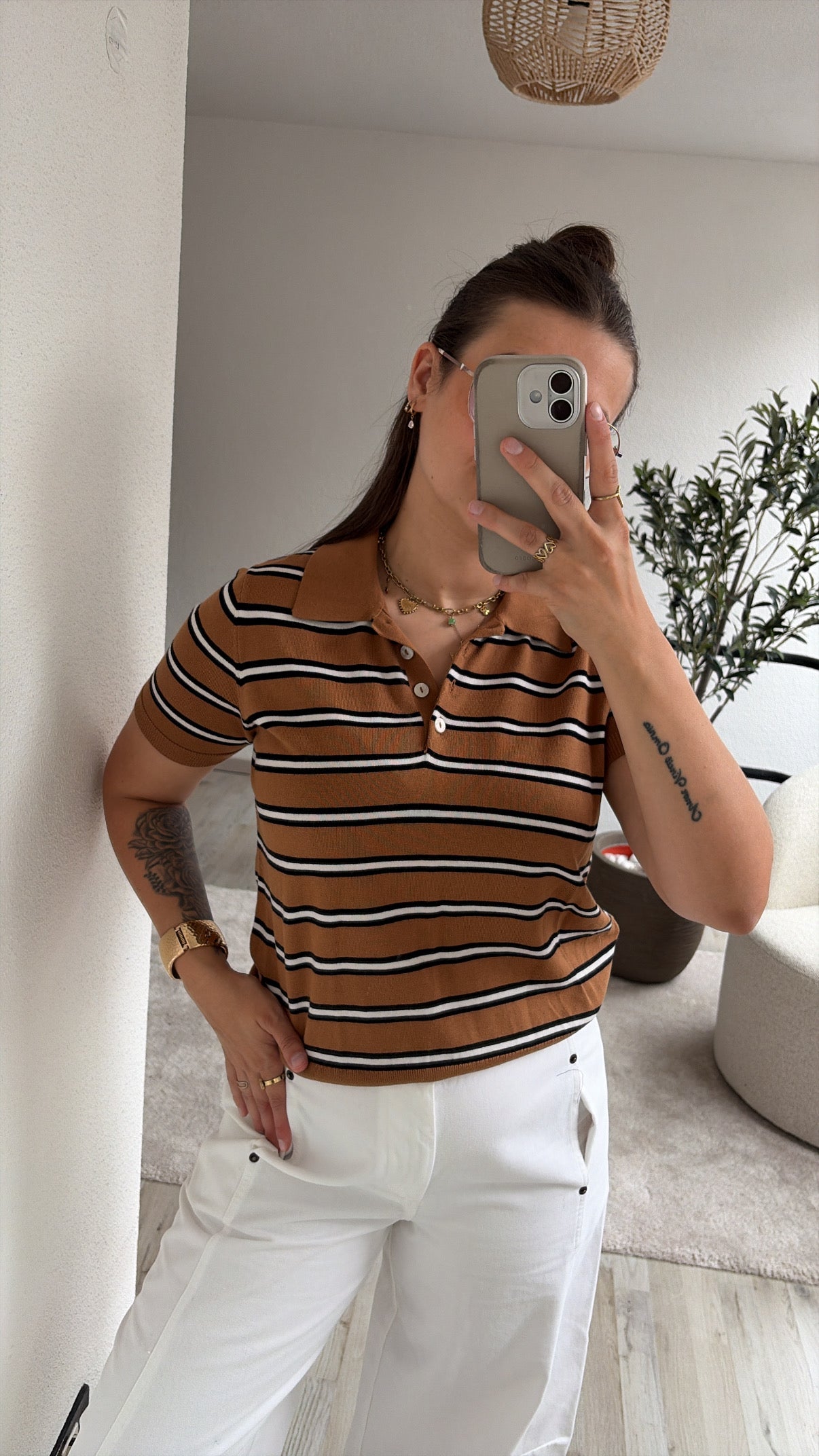 BRUINE POLO STREPEN