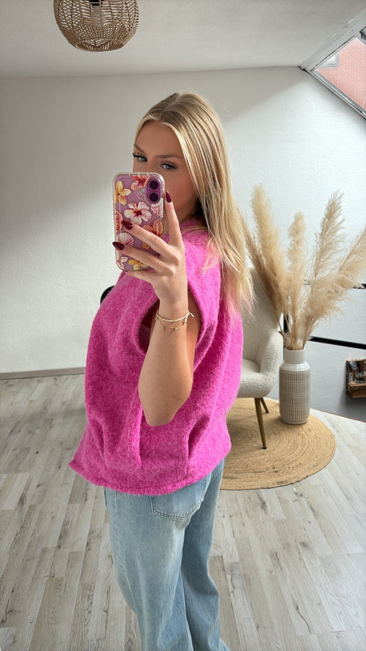 Teddy gilet roze