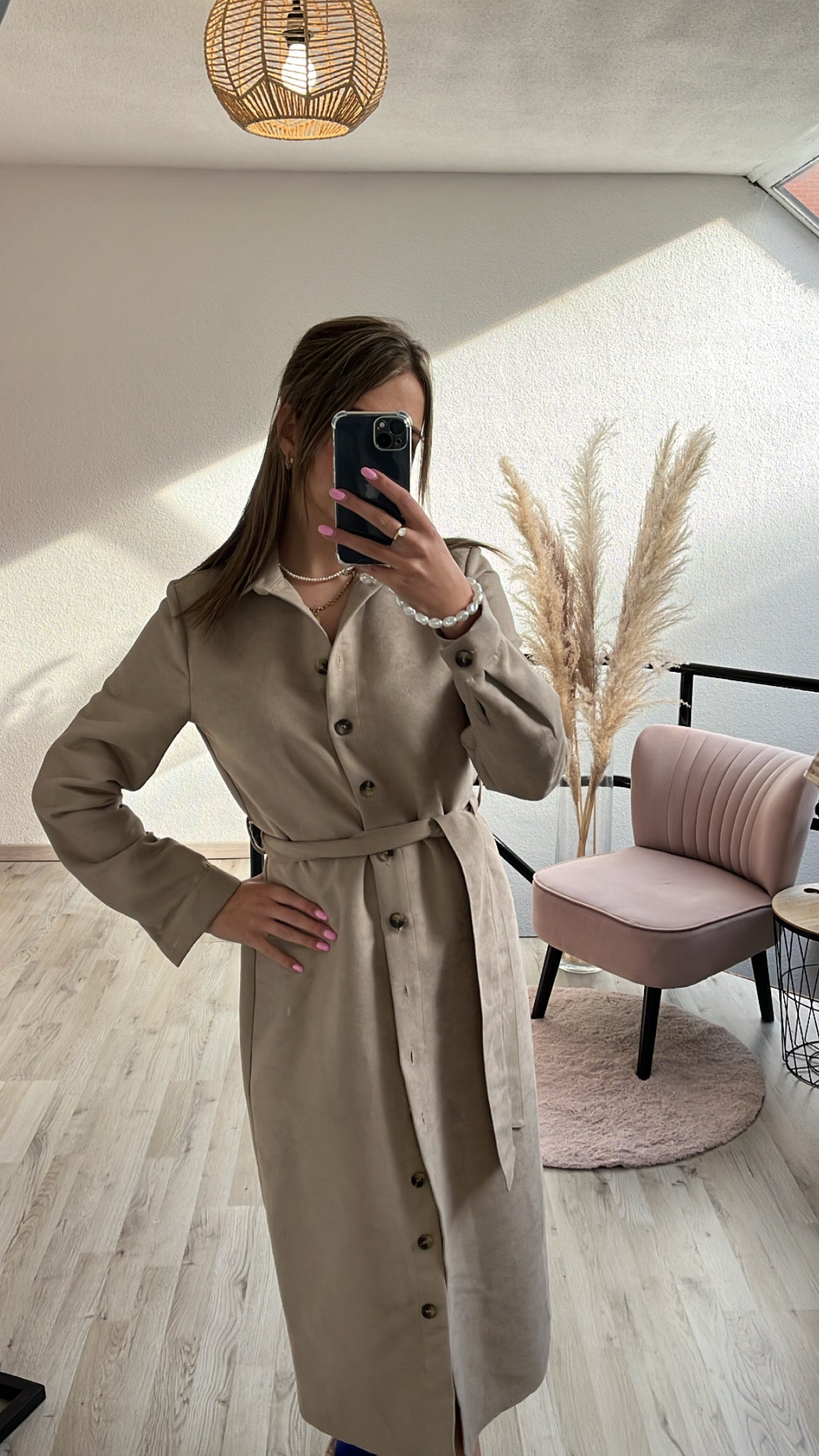 Beige maxijurk