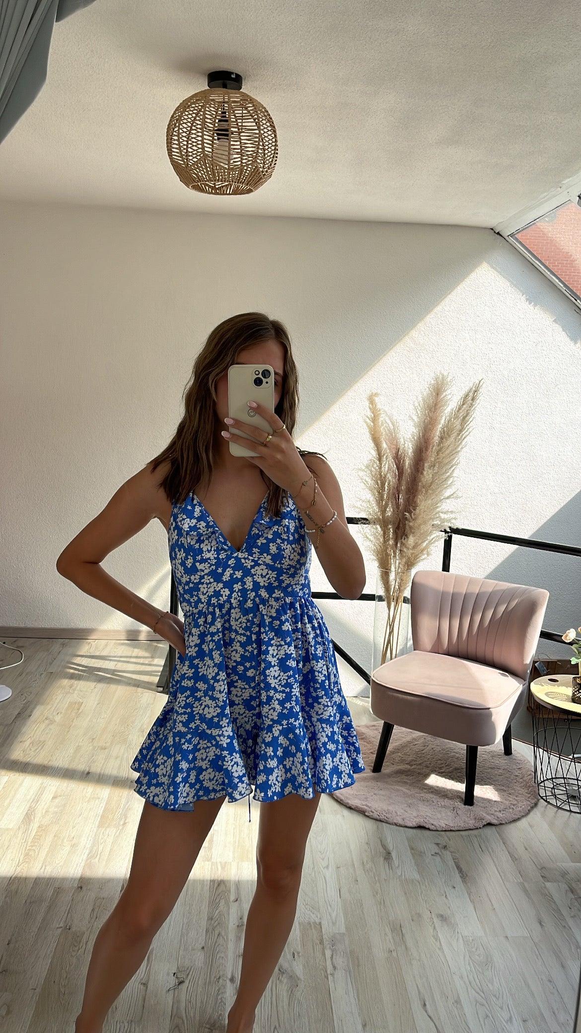 Blauw jurkje met print