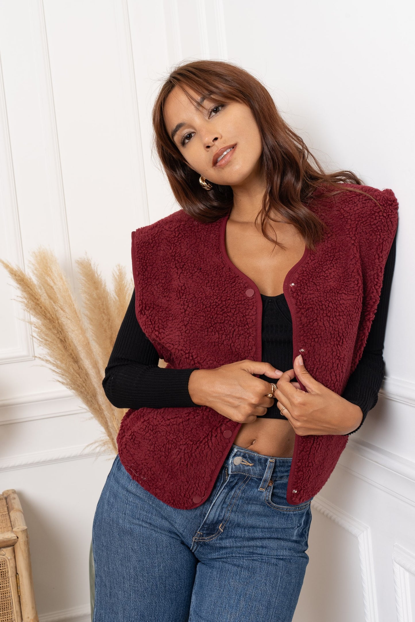 TEDDY GILET BURGUNDY
