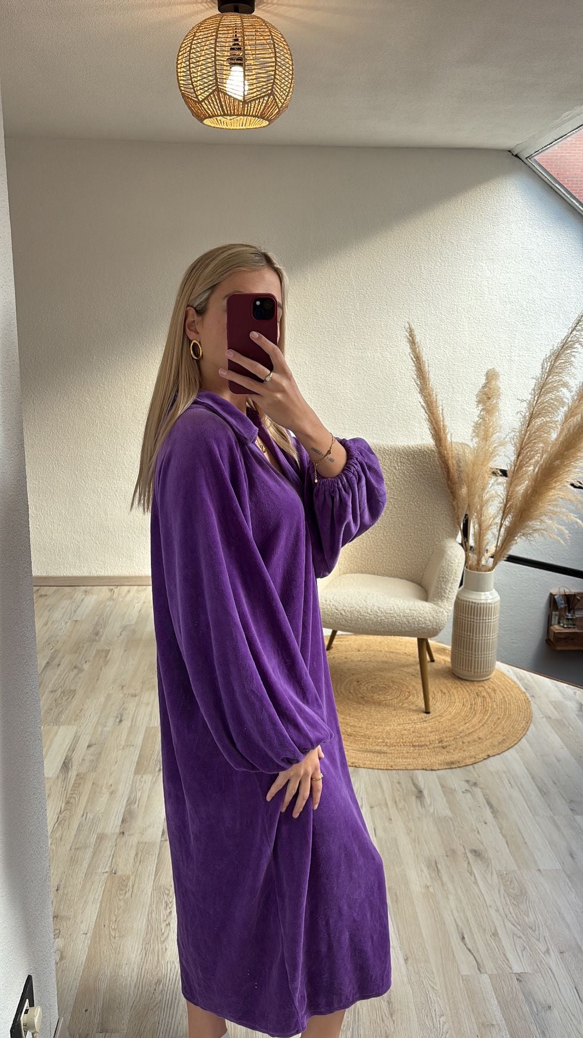 Velvet jurk paars