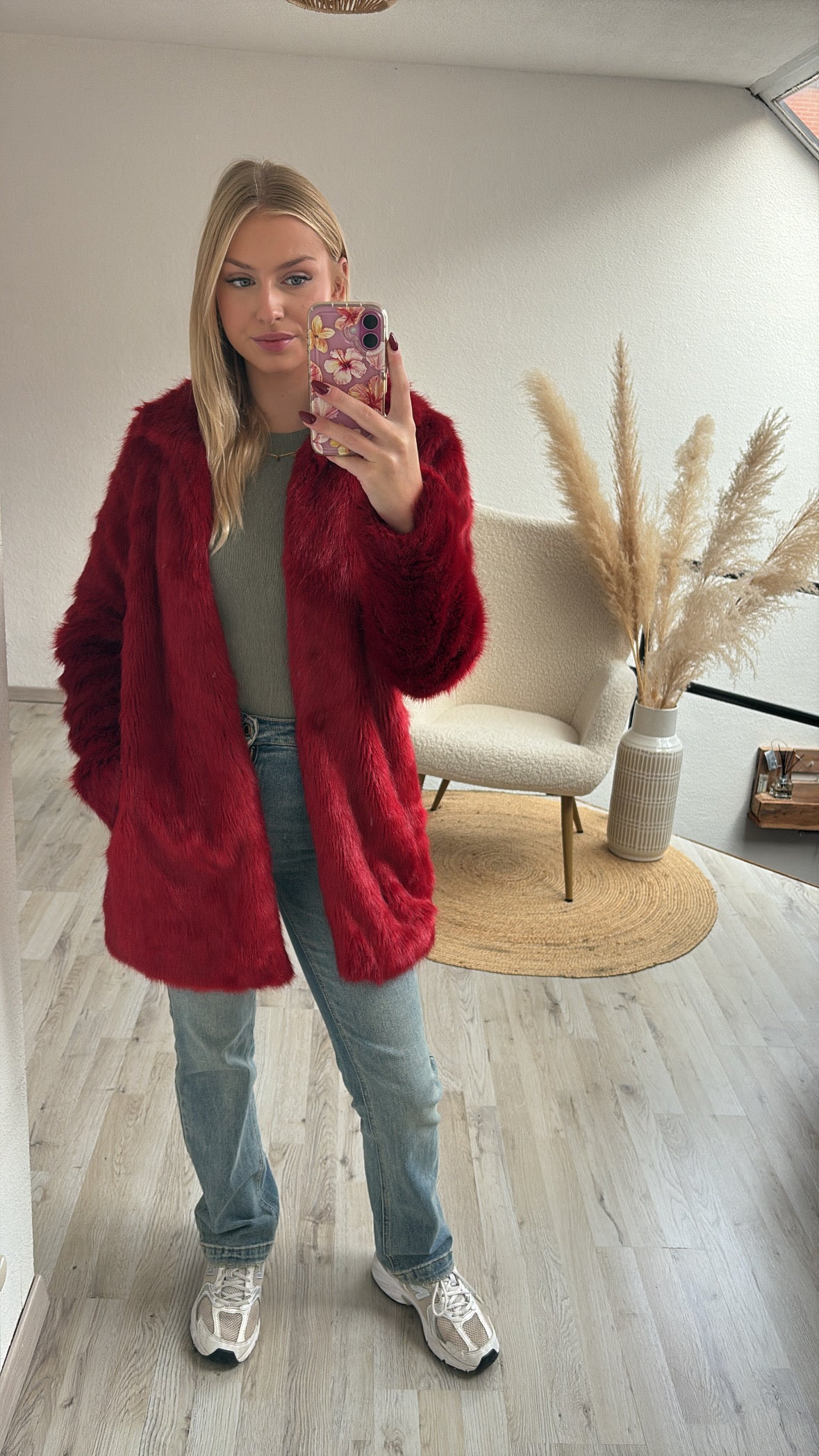 Fluffy jas rood