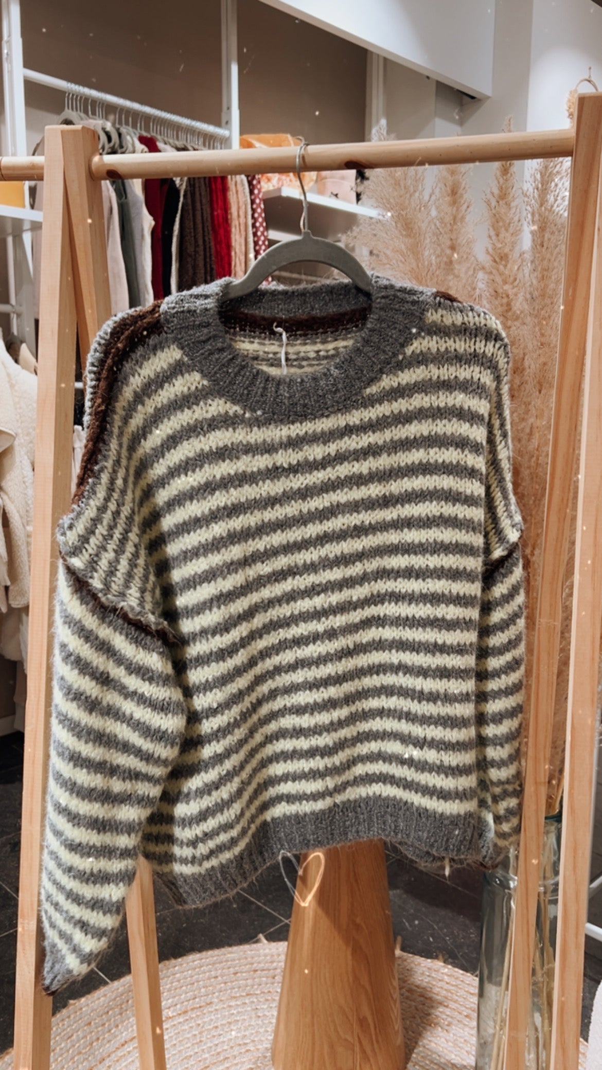 Knitted trui geel/grijs