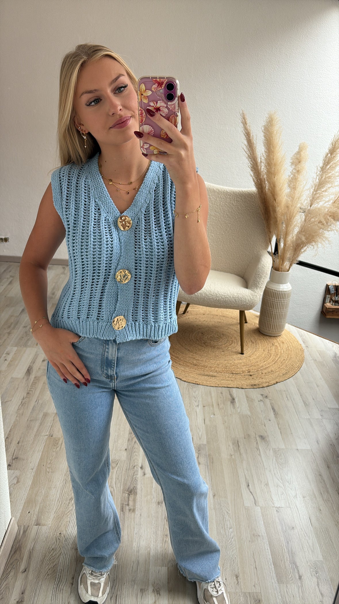 Blauwe knit top