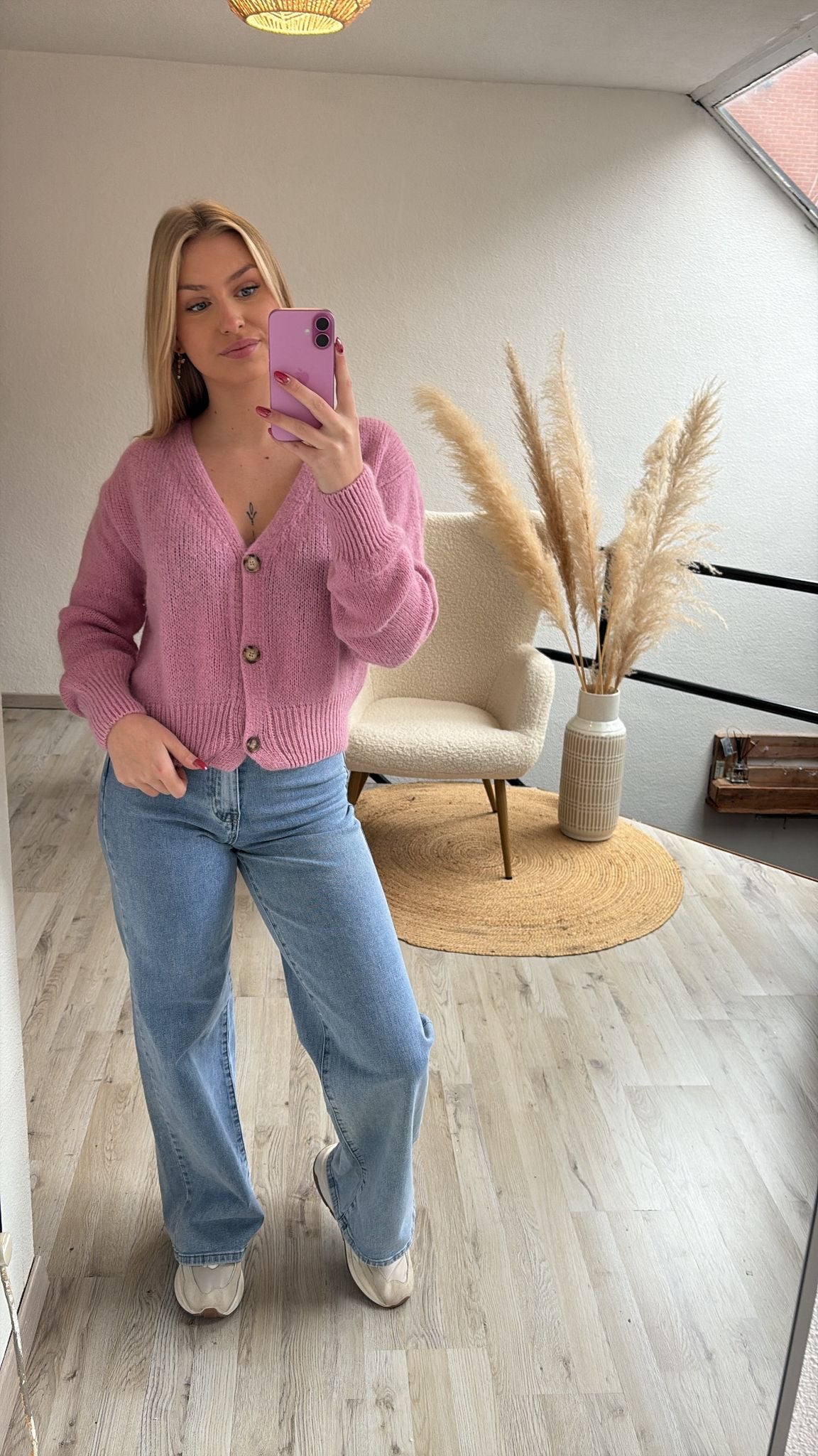 Roze cardigan