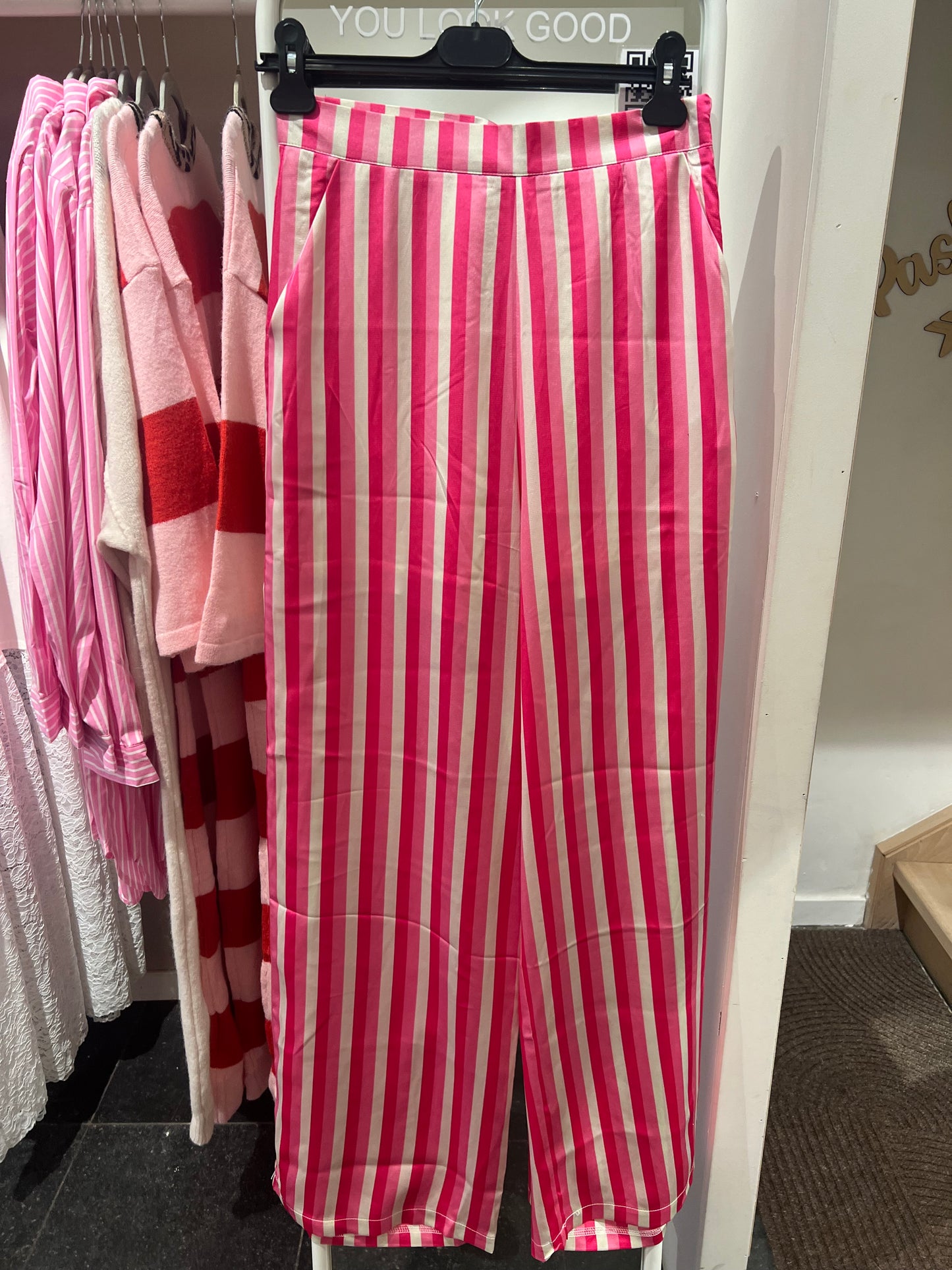 GESTREEPTE BROEK ROZE