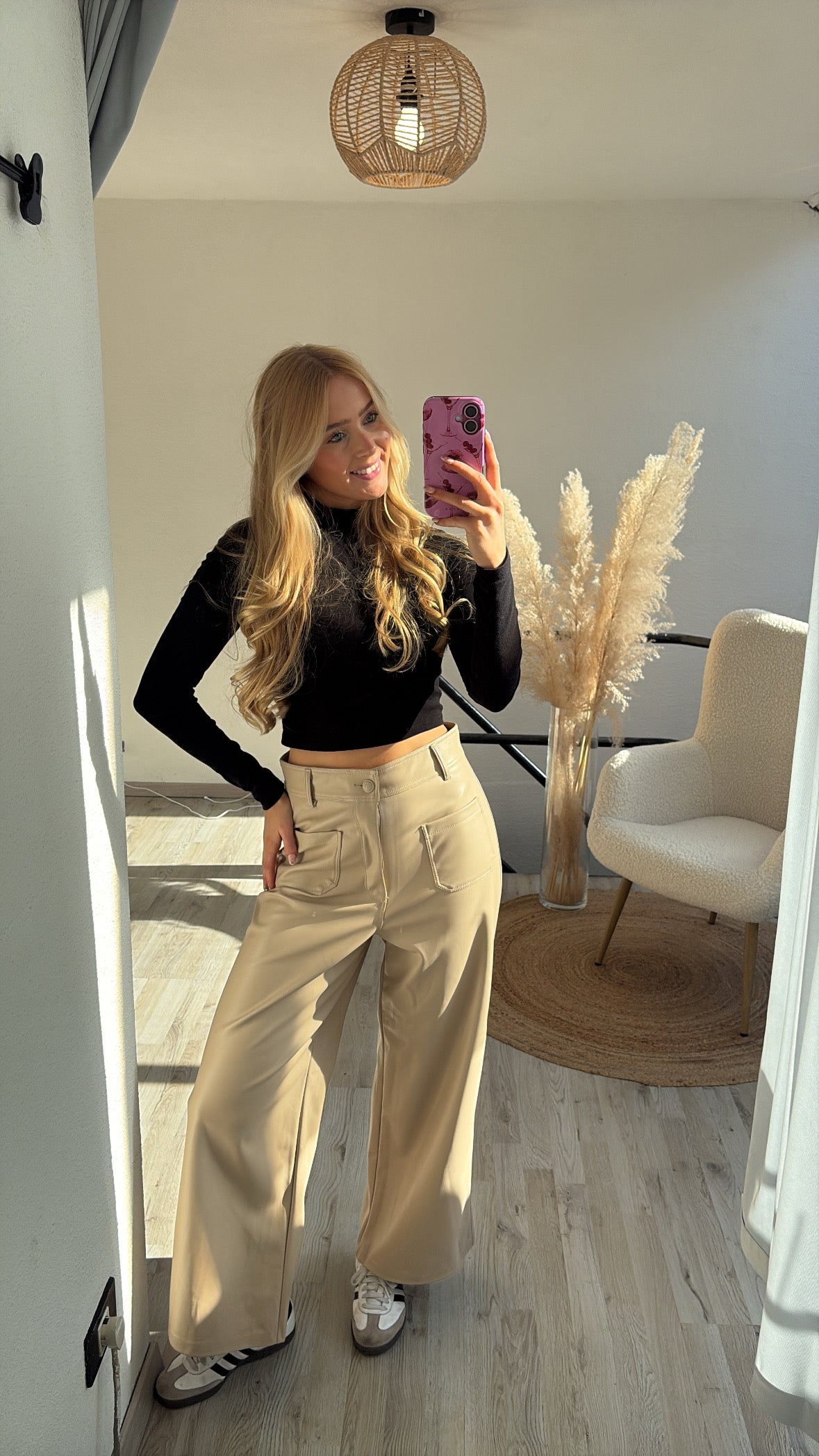 Lederlook broek