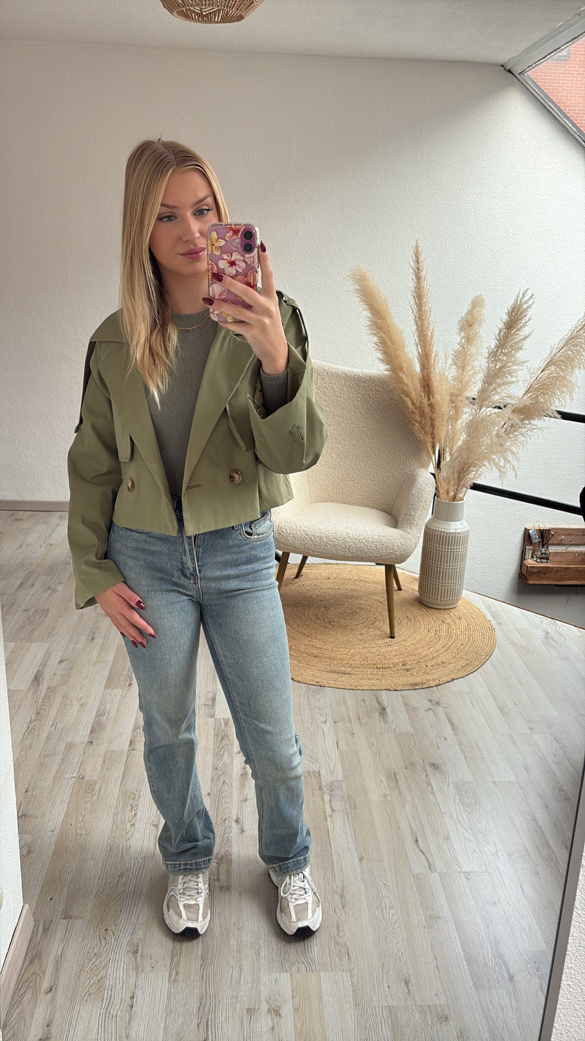 Trenchcoat kort khaki