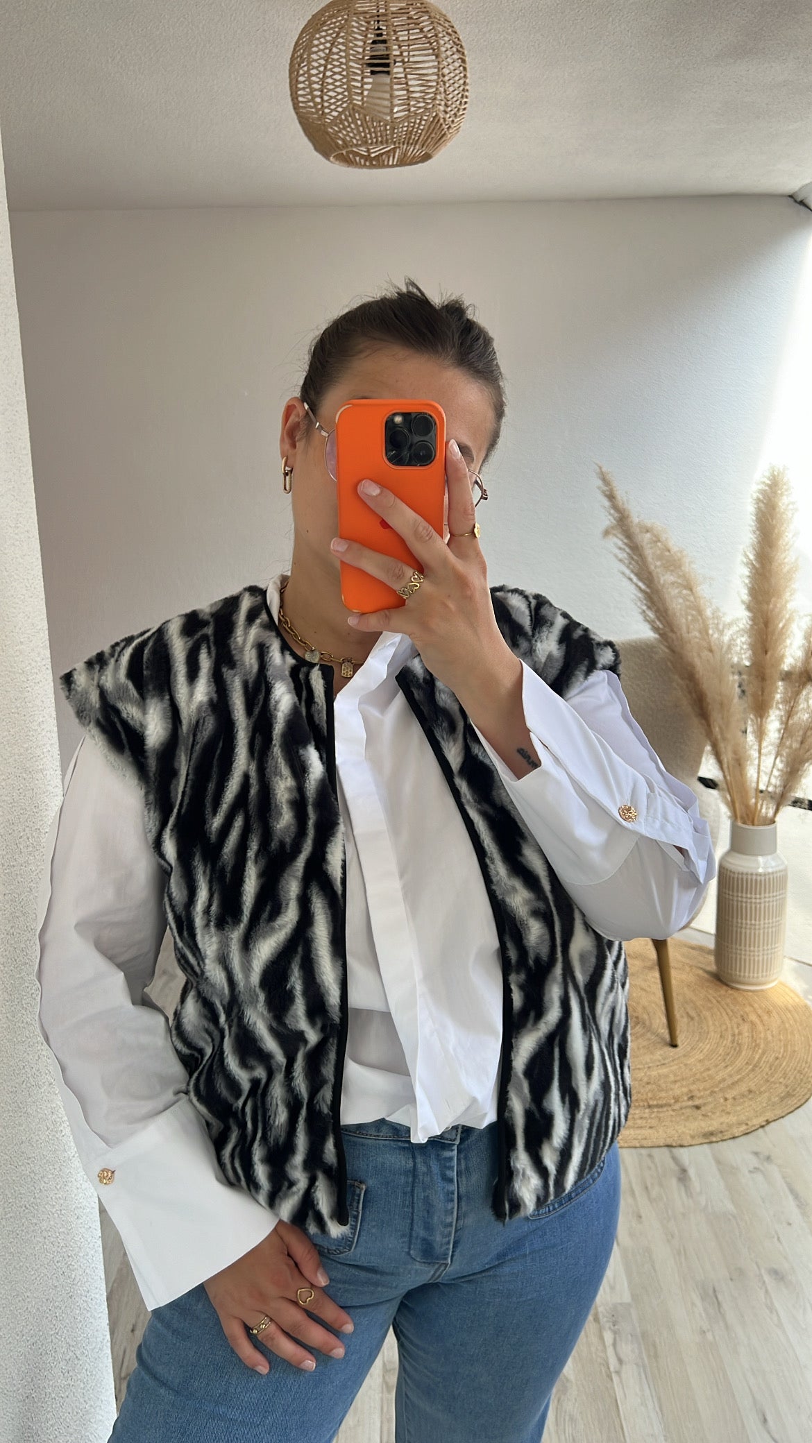 Zebra gilet fluffy