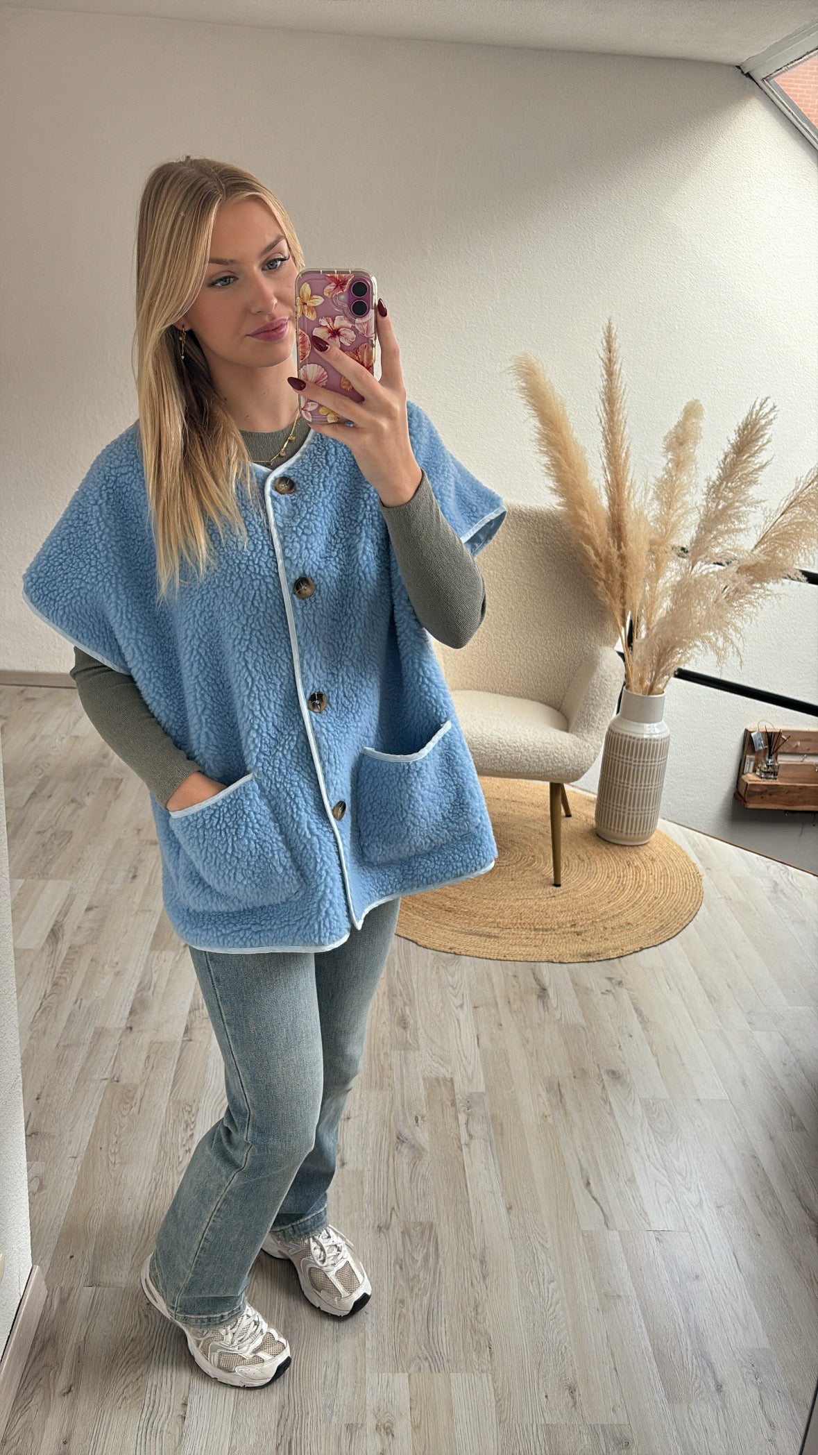Teddygilet blauw